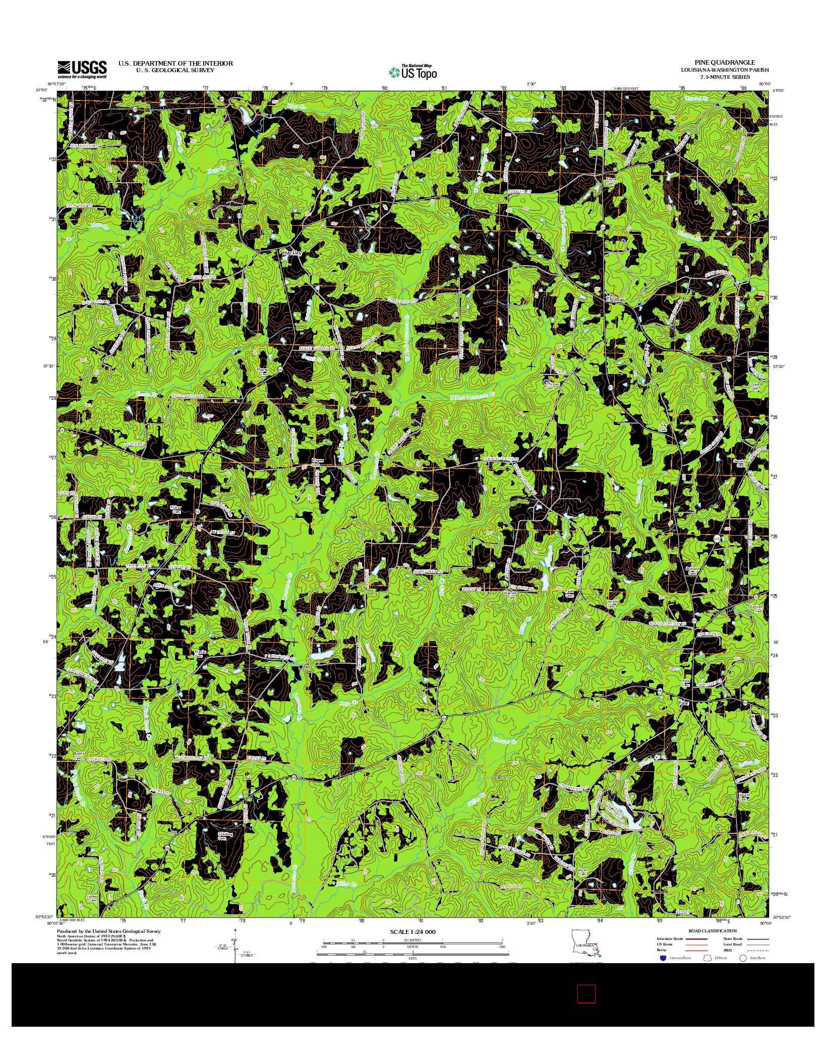 USGS US TOPO 7.5-MINUTE MAP FOR PINE, LA 2012