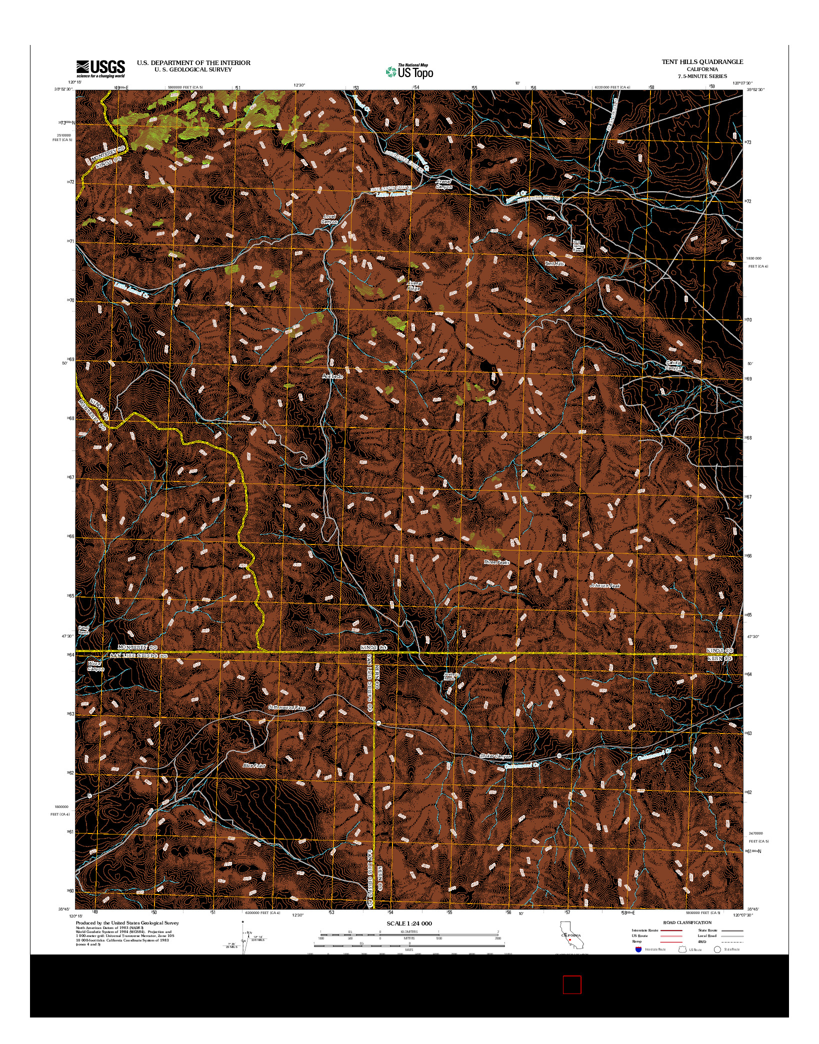 USGS US TOPO 7.5-MINUTE MAP FOR TENT HILLS, CA 2012