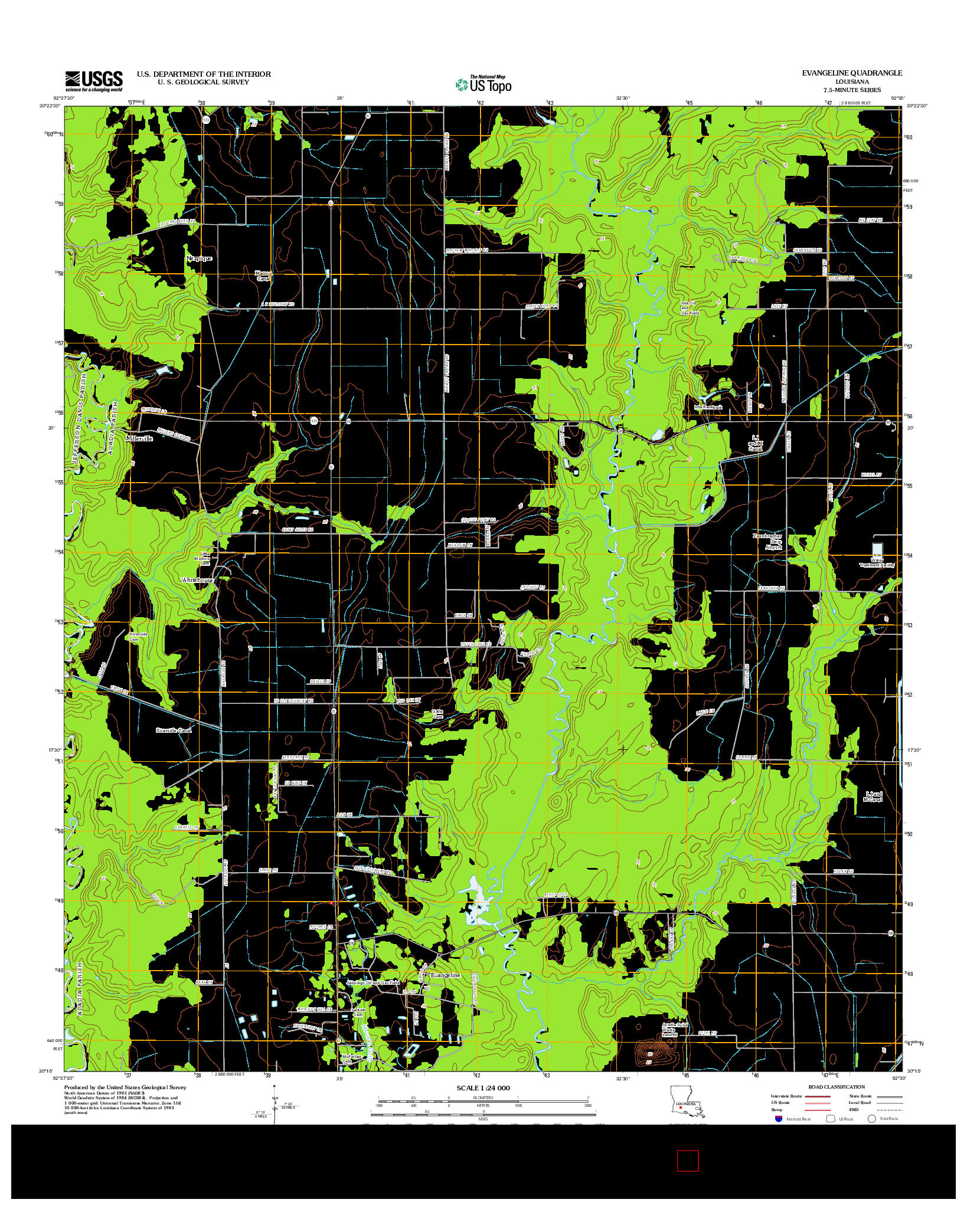 USGS US TOPO 7.5-MINUTE MAP FOR EVANGELINE, LA 2012