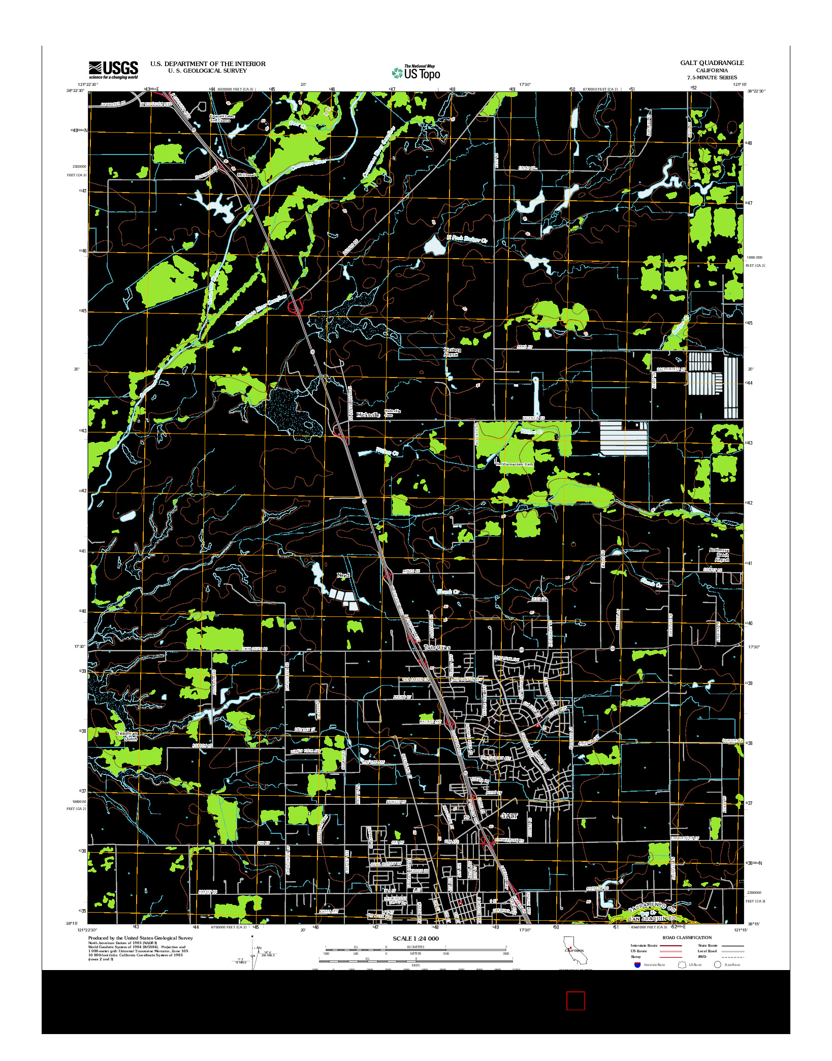 USGS US TOPO 7.5-MINUTE MAP FOR GALT, CA 2012