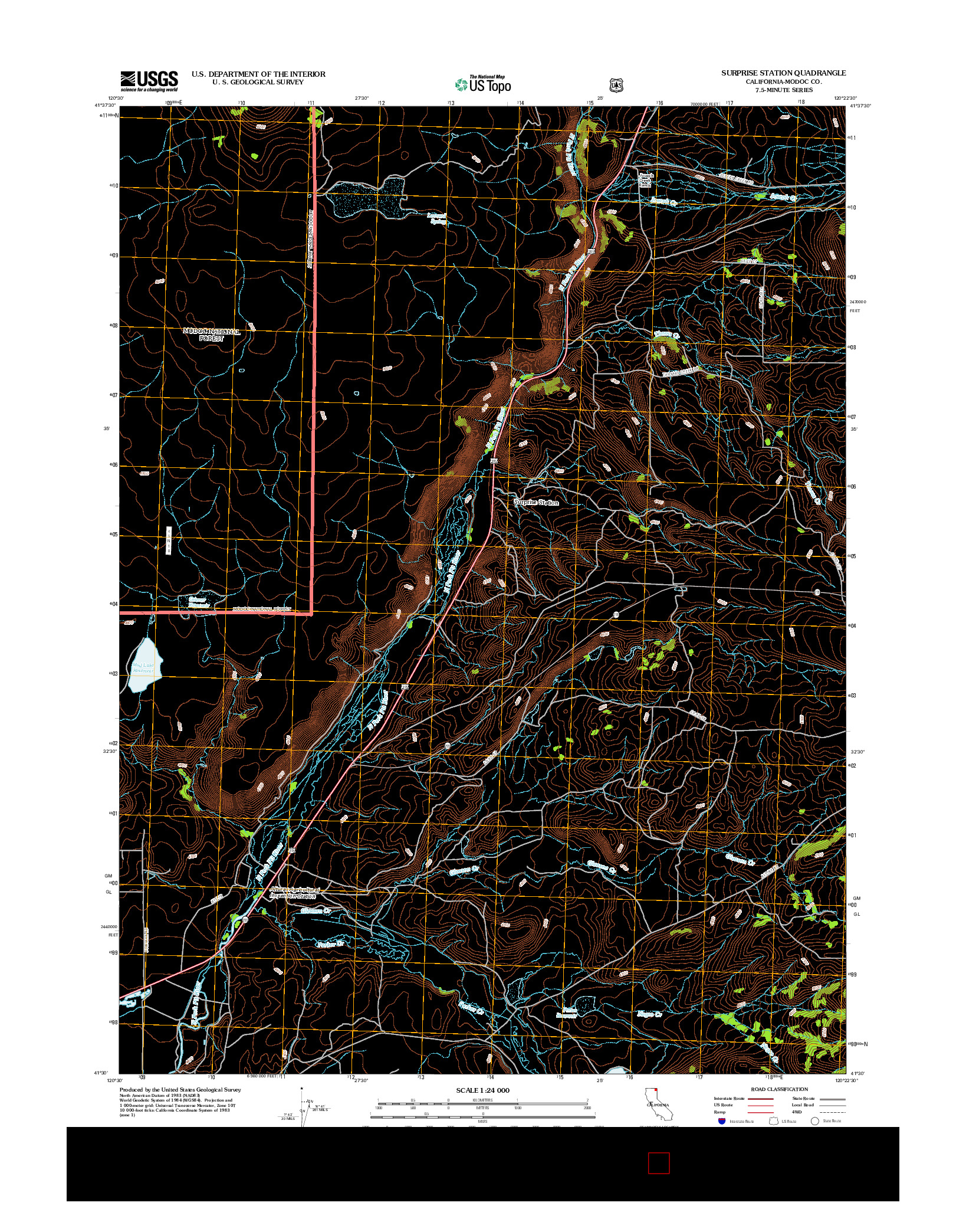 USGS US TOPO 7.5-MINUTE MAP FOR SURPRISE STATION, CA 2012