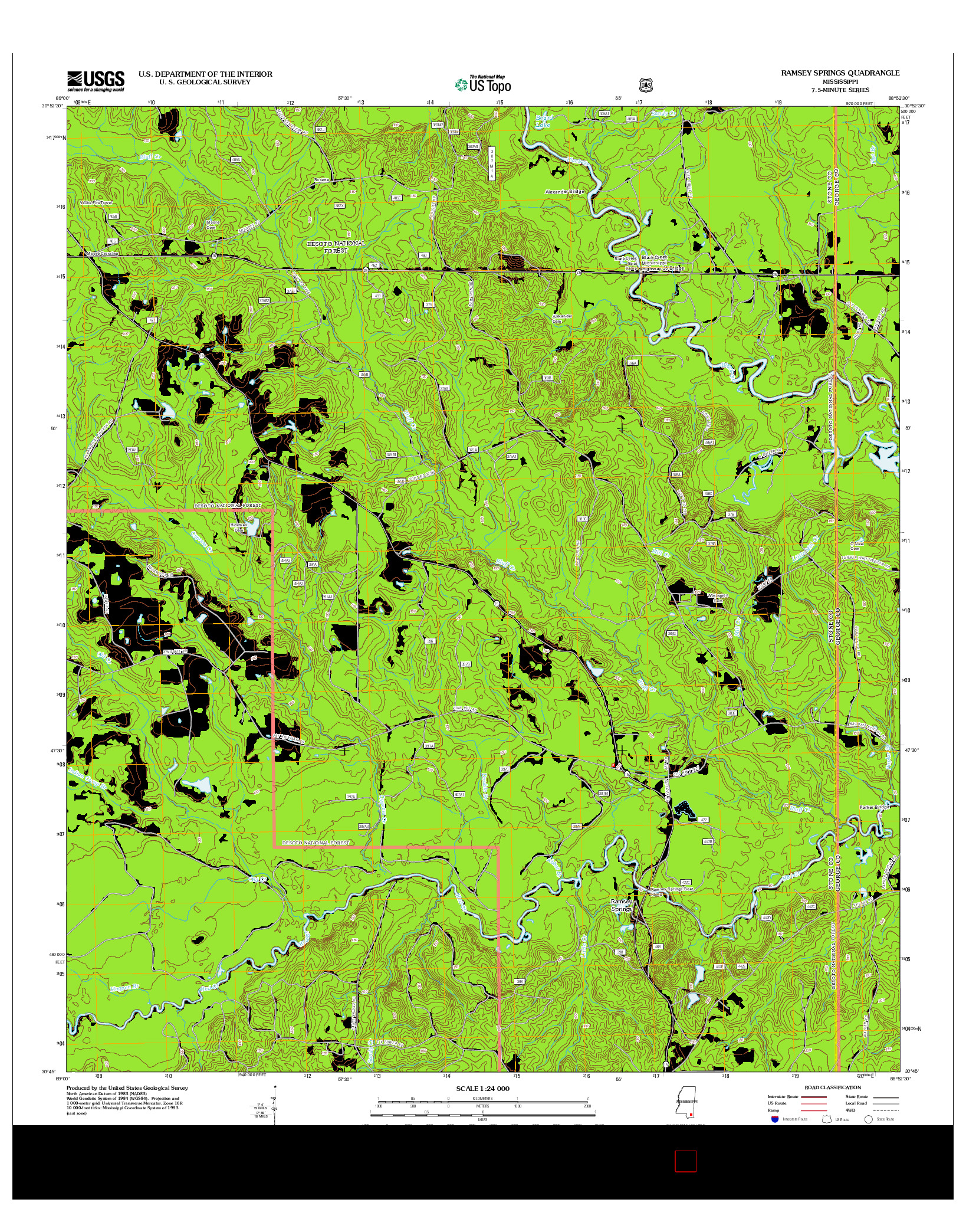 USGS US TOPO 7.5-MINUTE MAP FOR RAMSEY SPRINGS, MS 2012