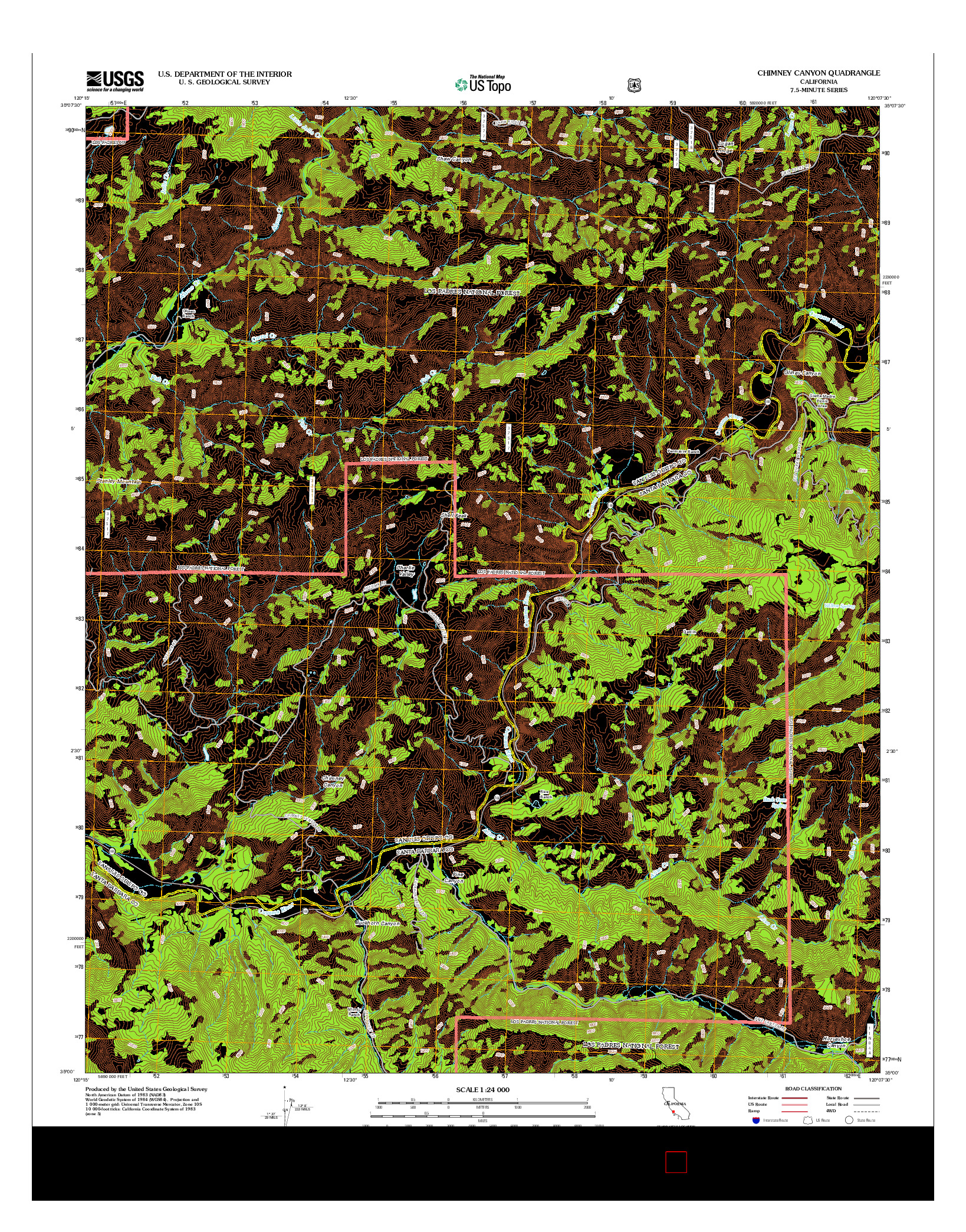 USGS US TOPO 7.5-MINUTE MAP FOR CHIMNEY CANYON, CA 2012