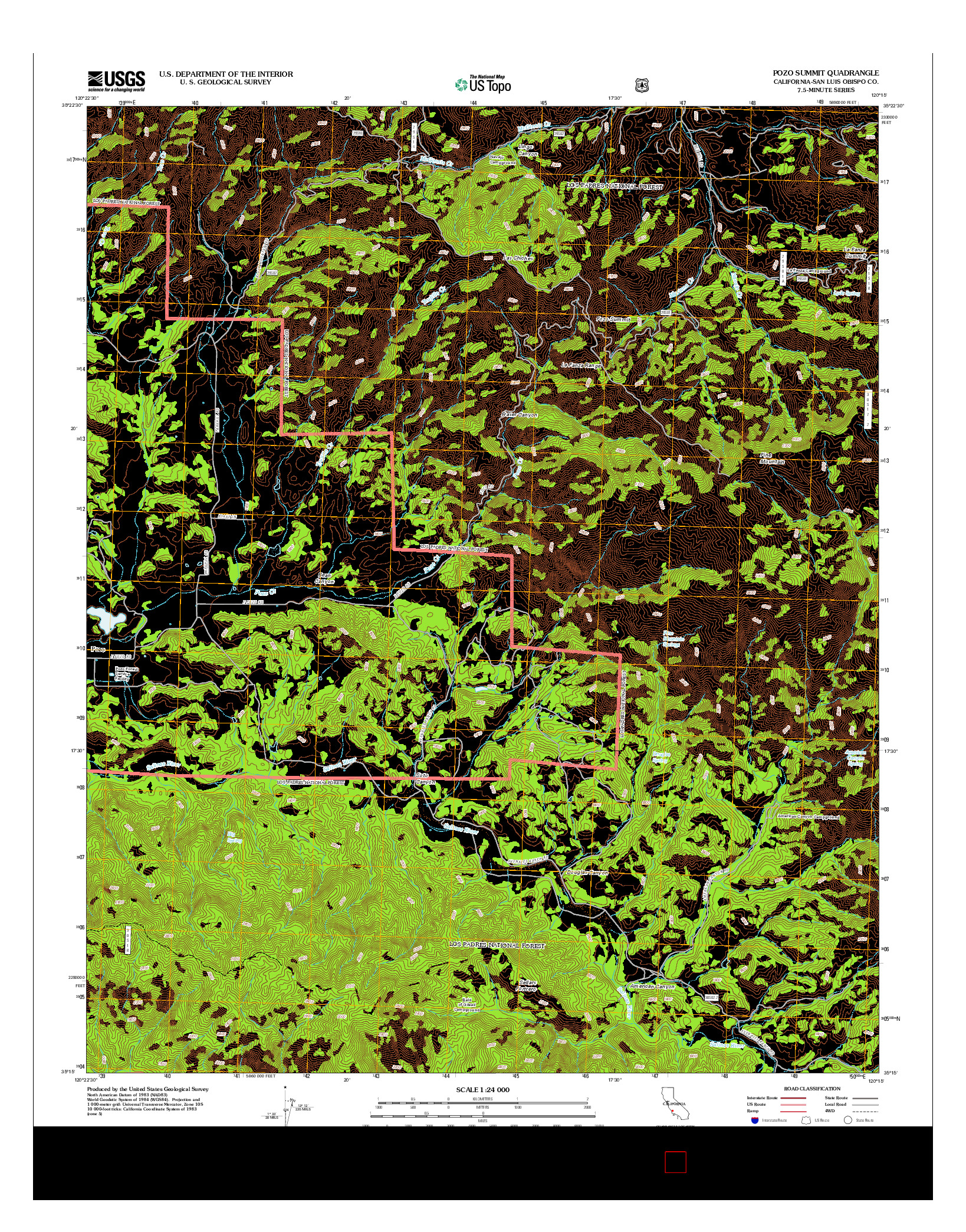 USGS US TOPO 7.5-MINUTE MAP FOR POZO SUMMIT, CA 2012