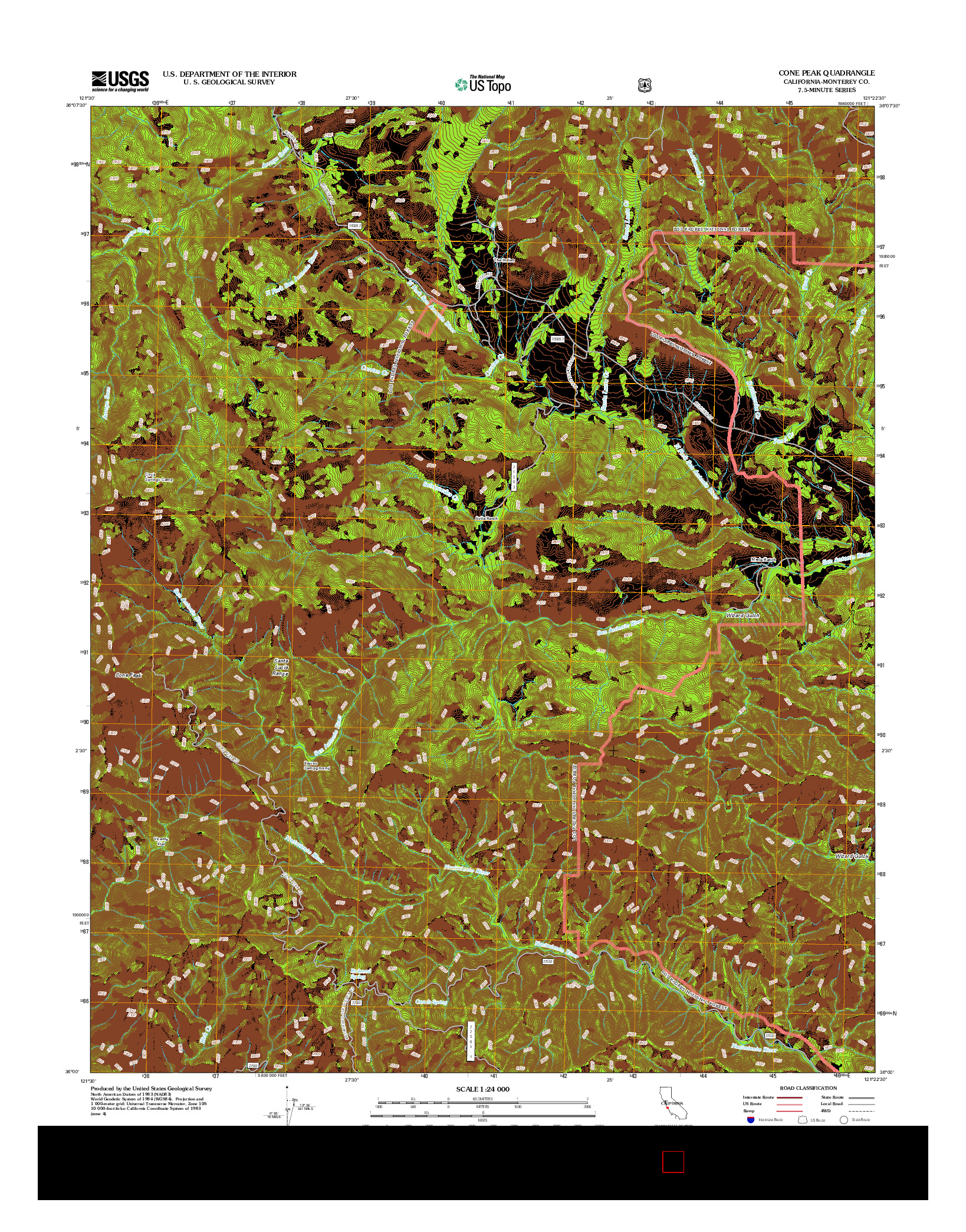 USGS US TOPO 7.5-MINUTE MAP FOR CONE PEAK, CA 2012