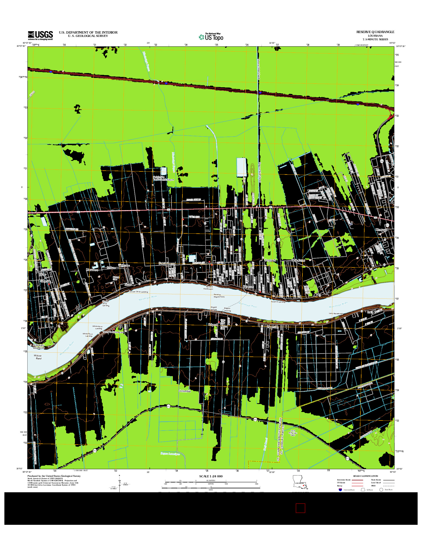 USGS US TOPO 7.5-MINUTE MAP FOR RESERVE, LA 2012