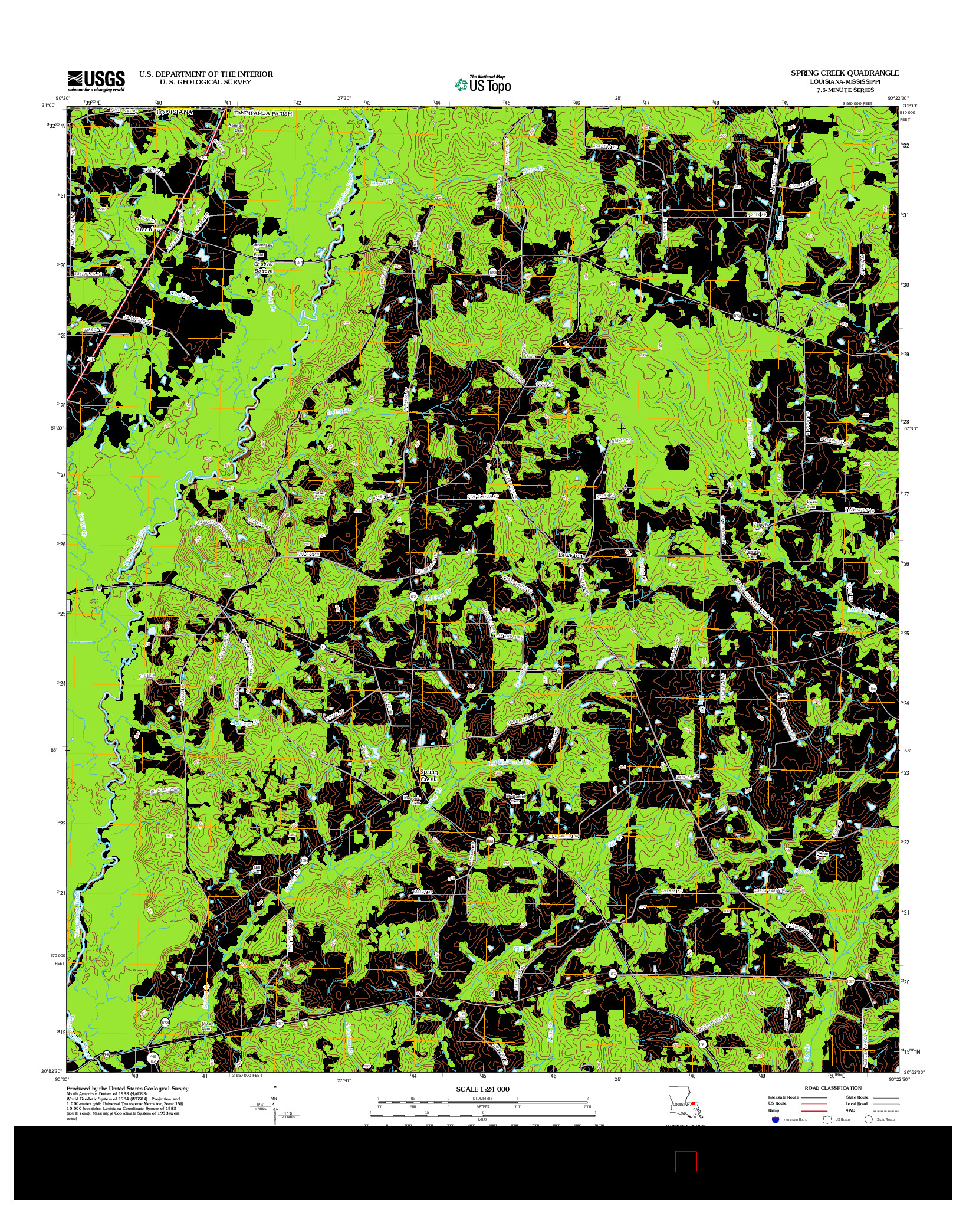 USGS US TOPO 7.5-MINUTE MAP FOR SPRING CREEK, LA-MS 2012