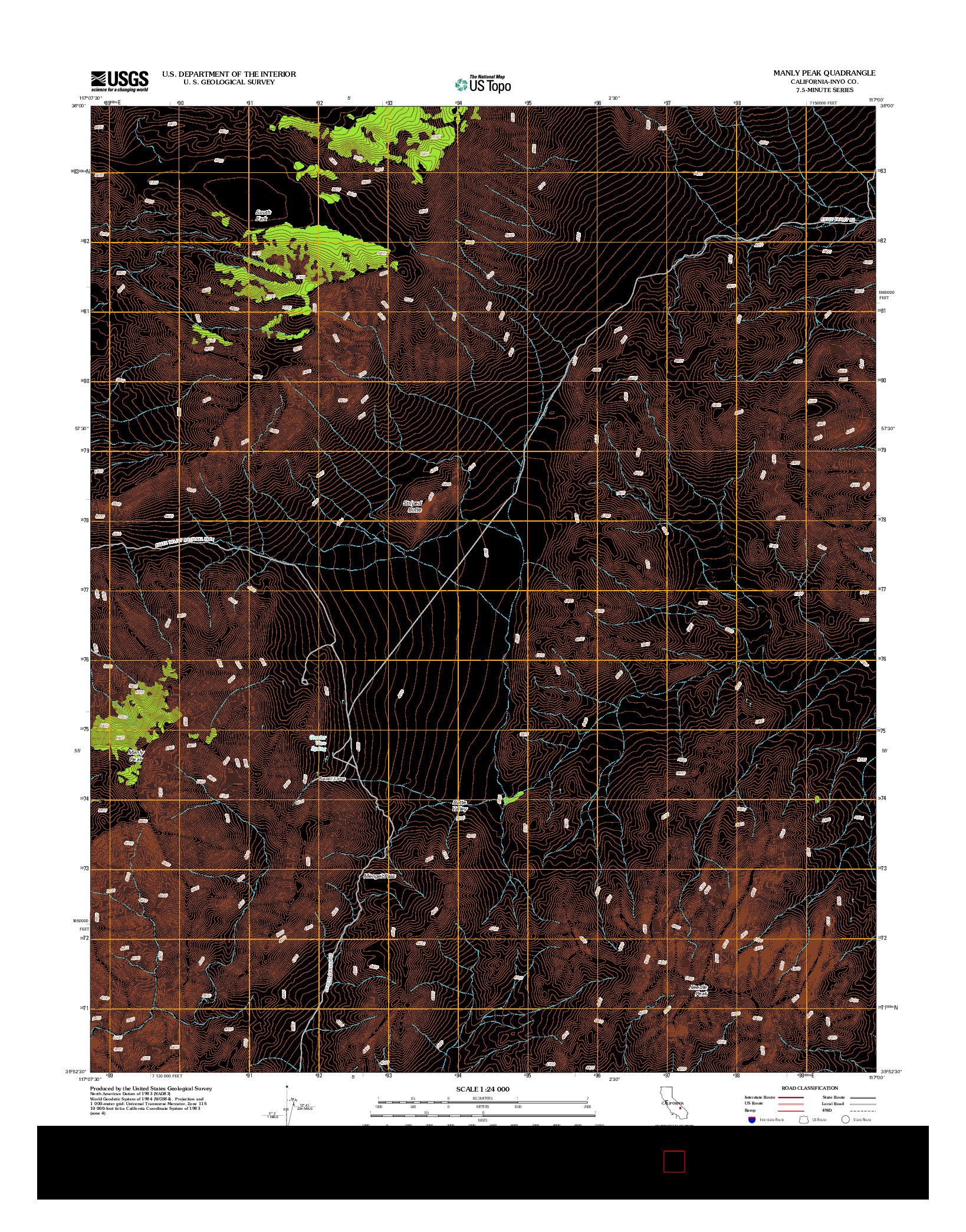 USGS US TOPO 7.5-MINUTE MAP FOR MANLY PEAK, CA 2012