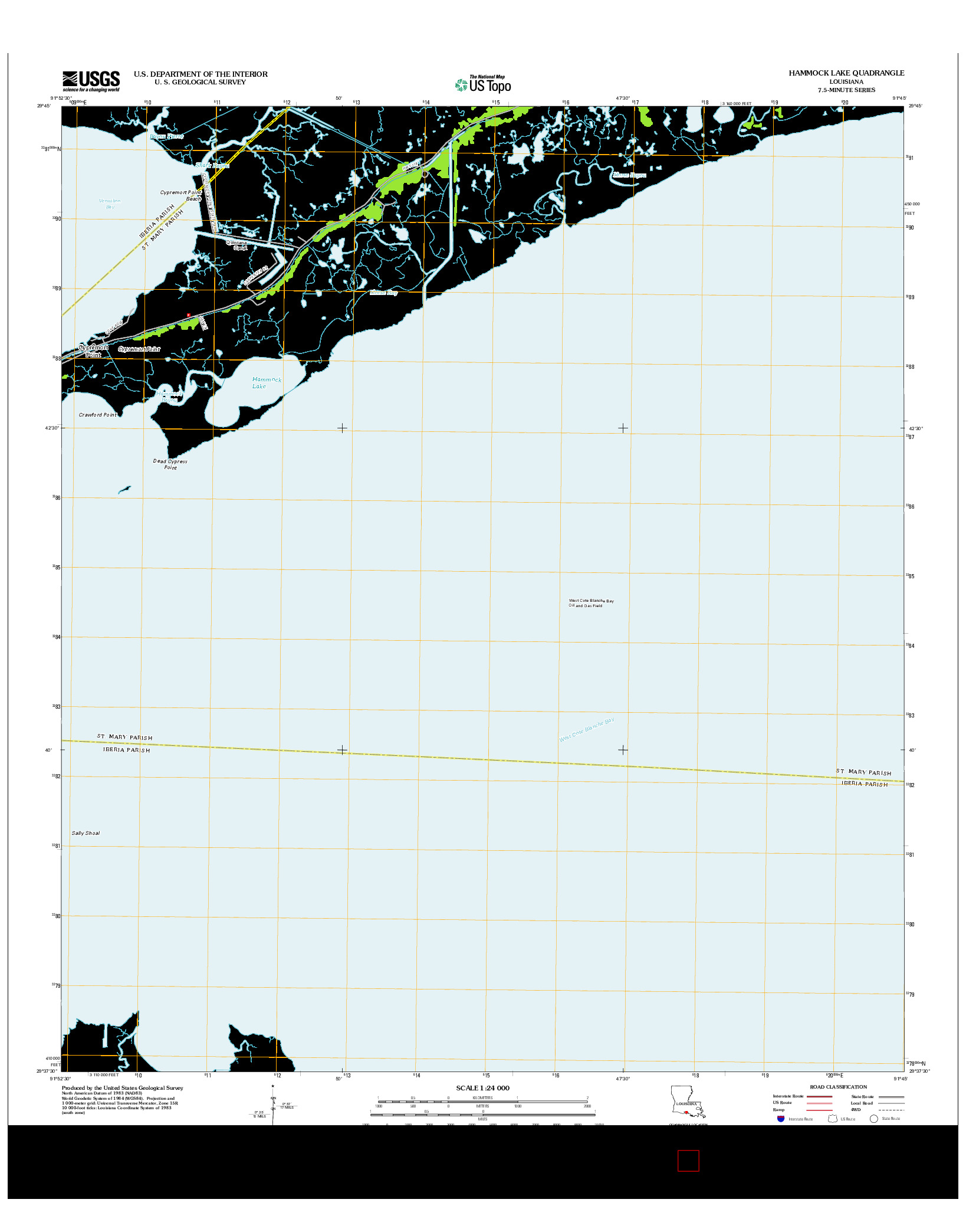 USGS US TOPO 7.5-MINUTE MAP FOR HAMMOCK LAKE, LA 2012