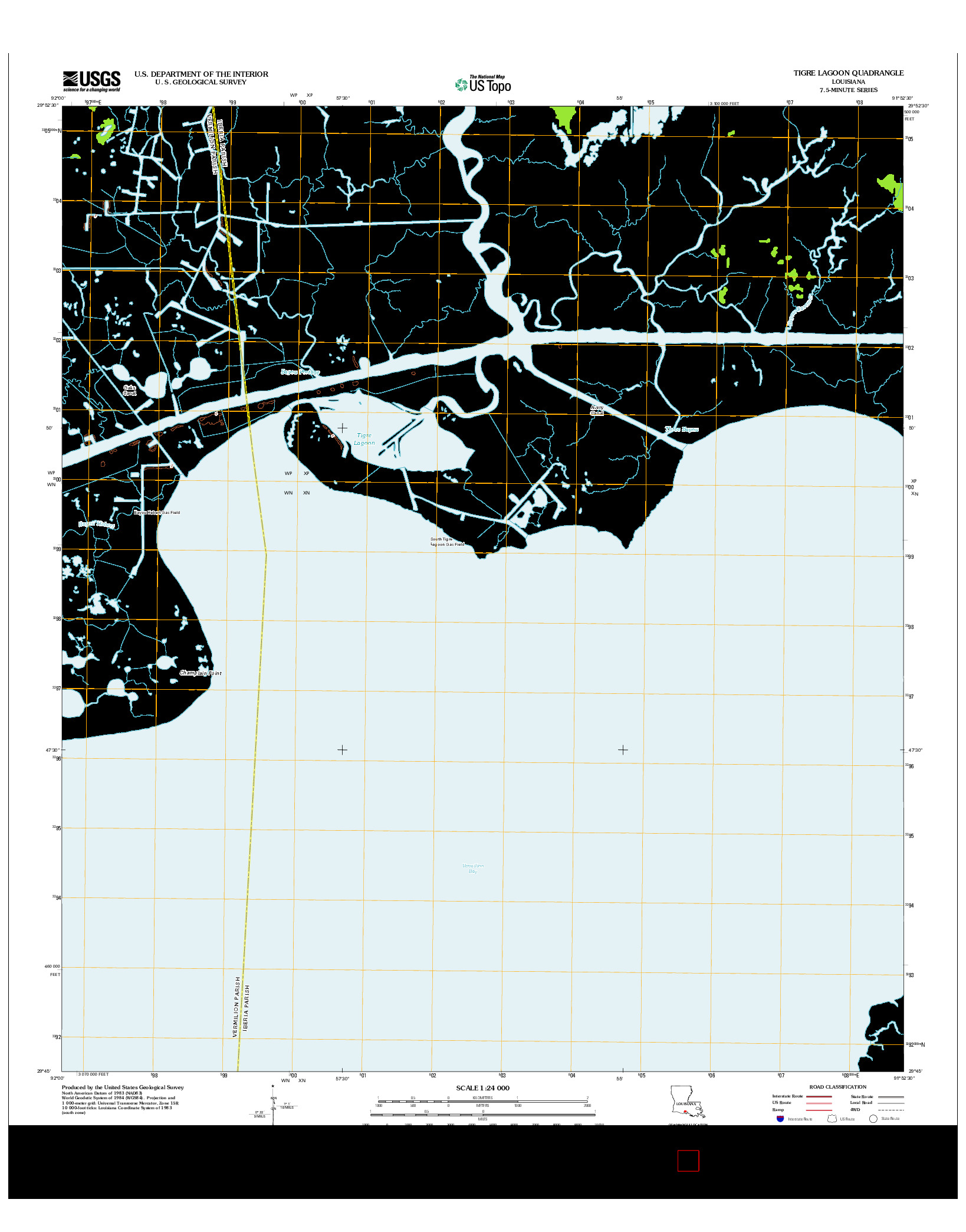 USGS US TOPO 7.5-MINUTE MAP FOR TIGRE LAGOON, LA 2012