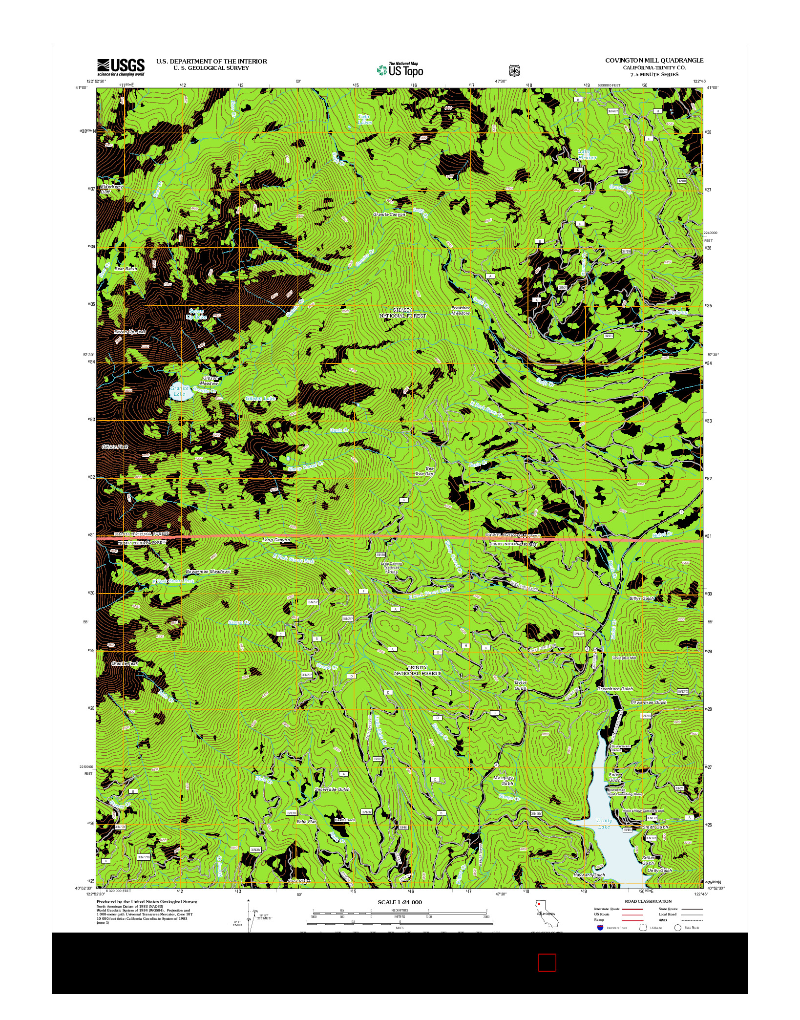 USGS US TOPO 7.5-MINUTE MAP FOR COVINGTON MILL, CA 2012