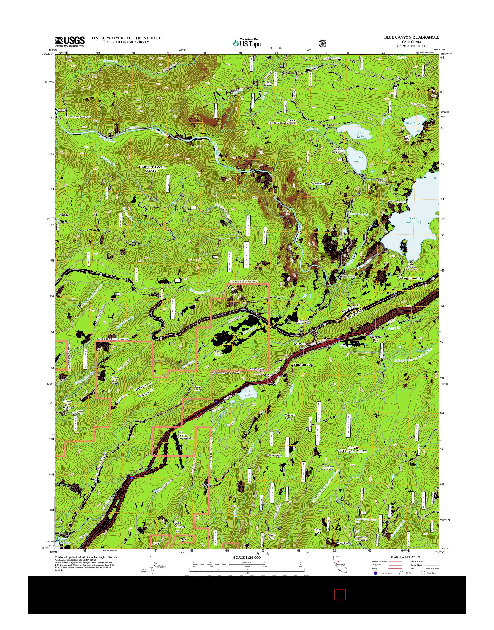 USGS US TOPO 7.5-MINUTE MAP FOR BLUE CANYON, CA 2012