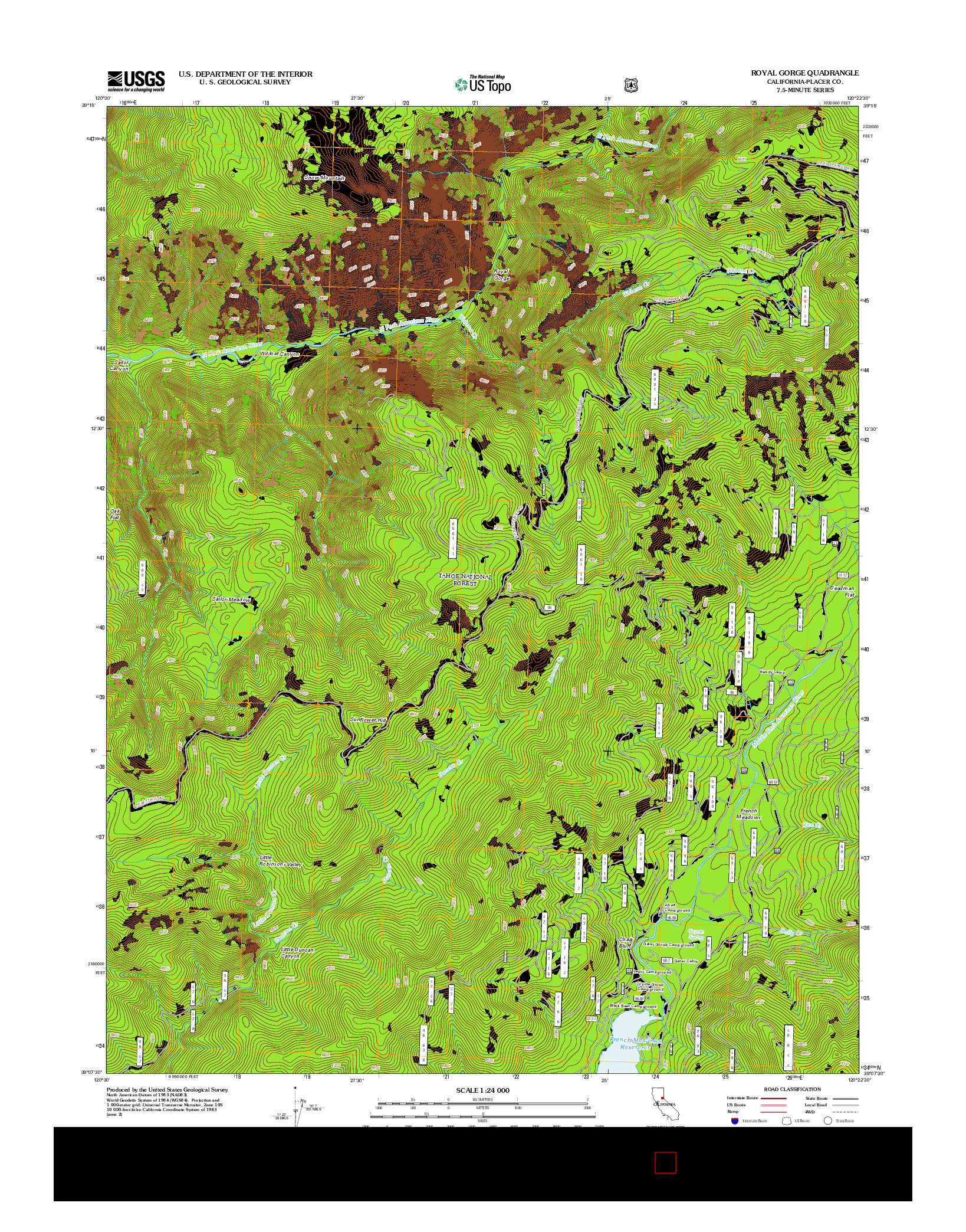 USGS US TOPO 7.5-MINUTE MAP FOR ROYAL GORGE, CA 2012