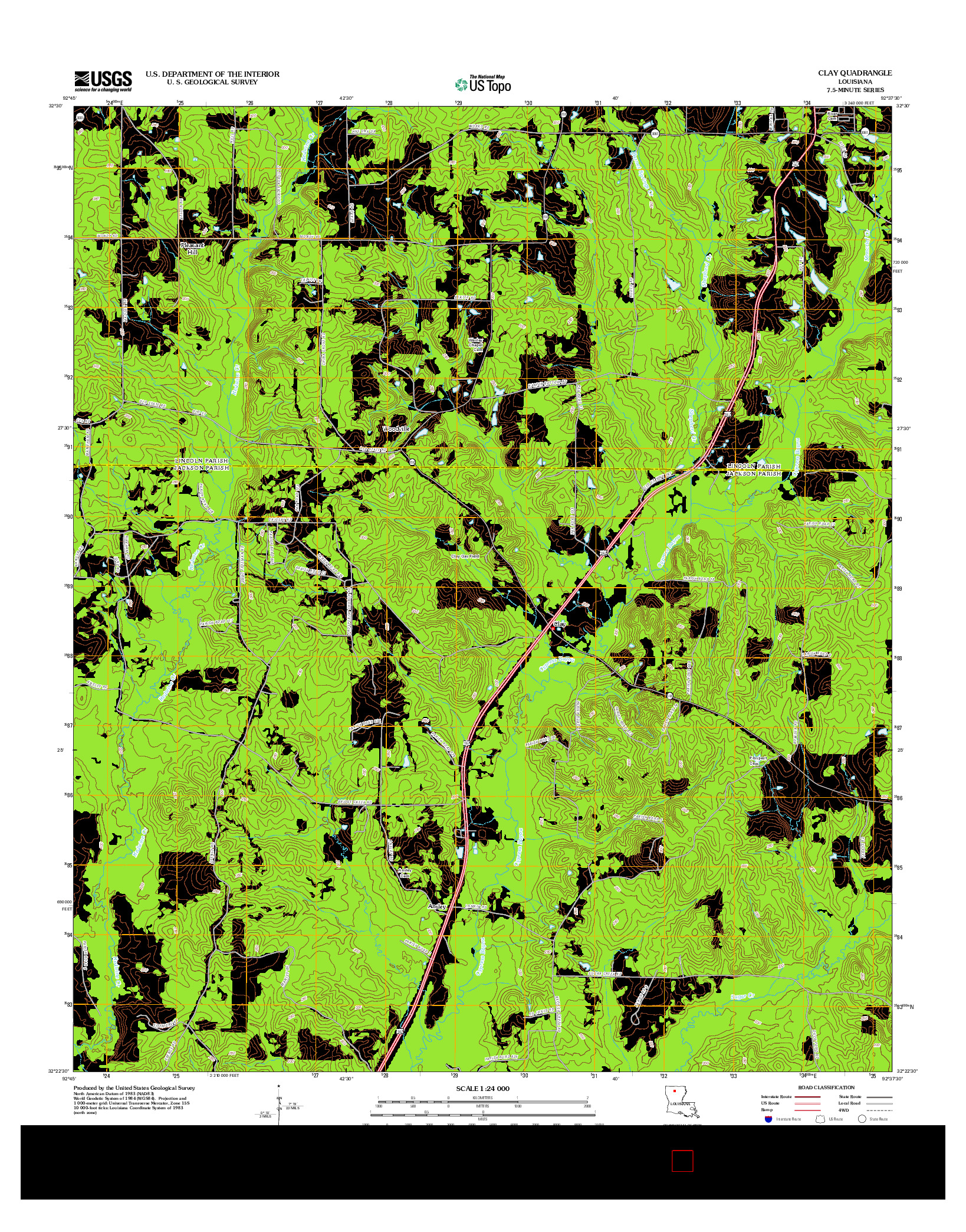 USGS US TOPO 7.5-MINUTE MAP FOR CLAY, LA 2012