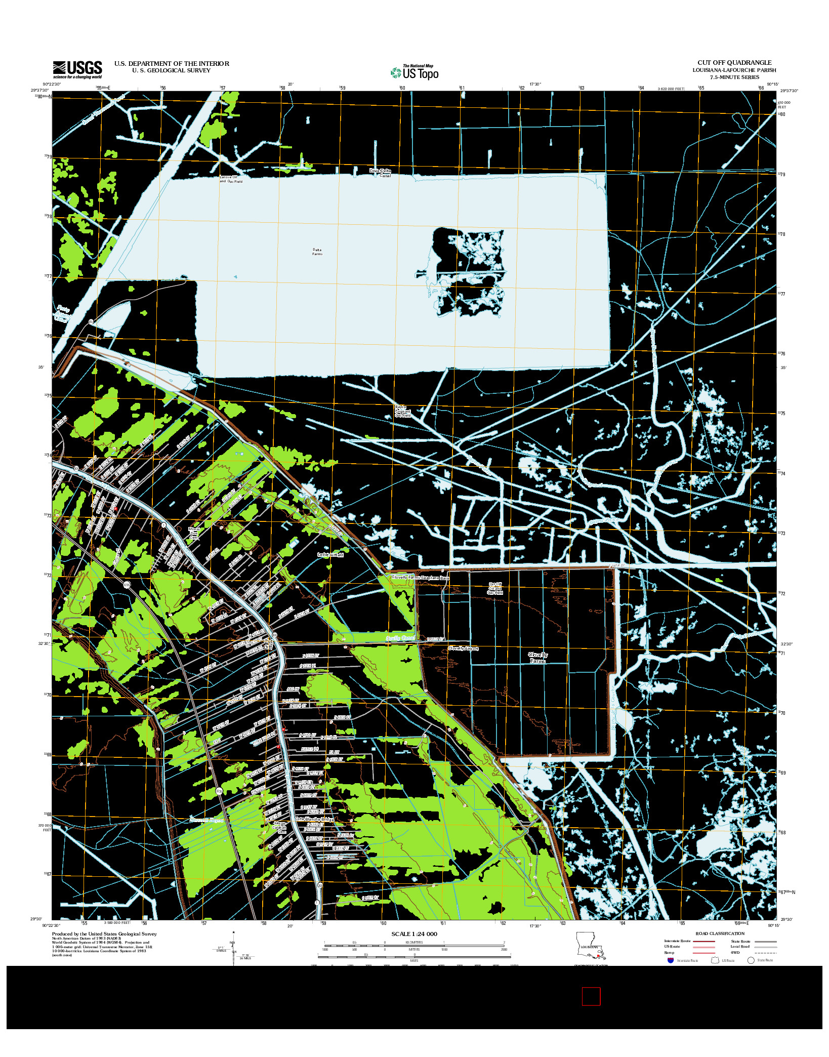 USGS US TOPO 7.5-MINUTE MAP FOR CUT OFF, LA 2012