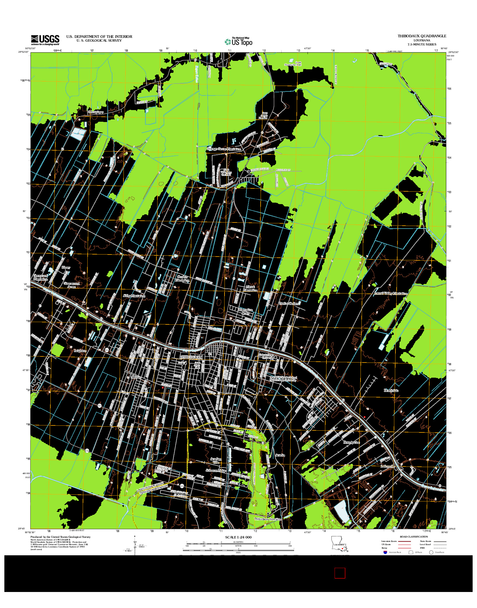 USGS US TOPO 7.5-MINUTE MAP FOR THIBODAUX, LA 2012