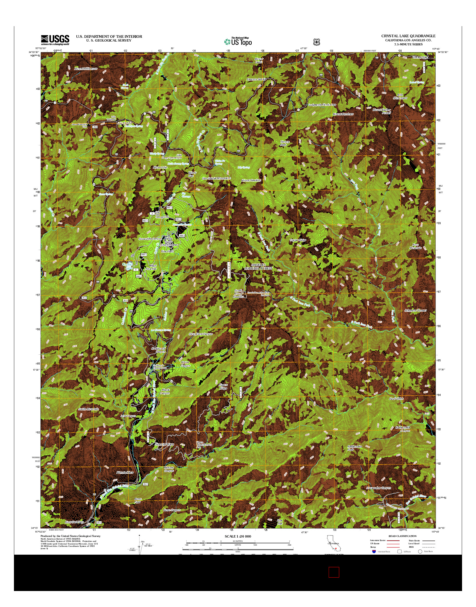 USGS US TOPO 7.5-MINUTE MAP FOR CRYSTAL LAKE, CA 2012