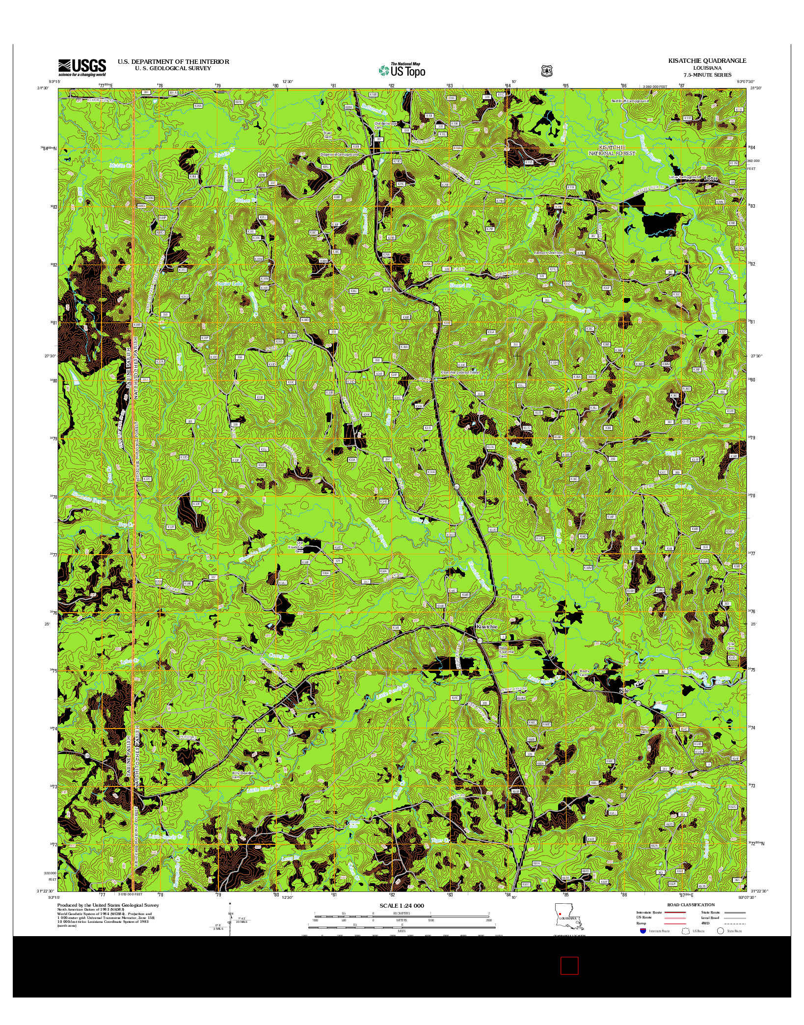 USGS US TOPO 7.5-MINUTE MAP FOR KISATCHIE, LA 2012