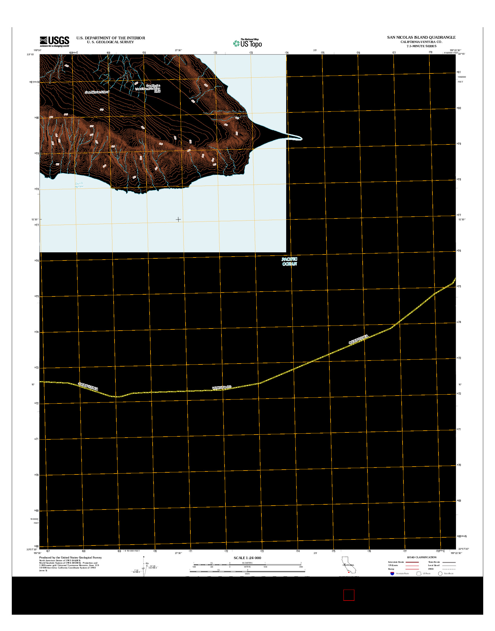 USGS US TOPO 7.5-MINUTE MAP FOR SAN NICOLAS ISLAND, CA 2012