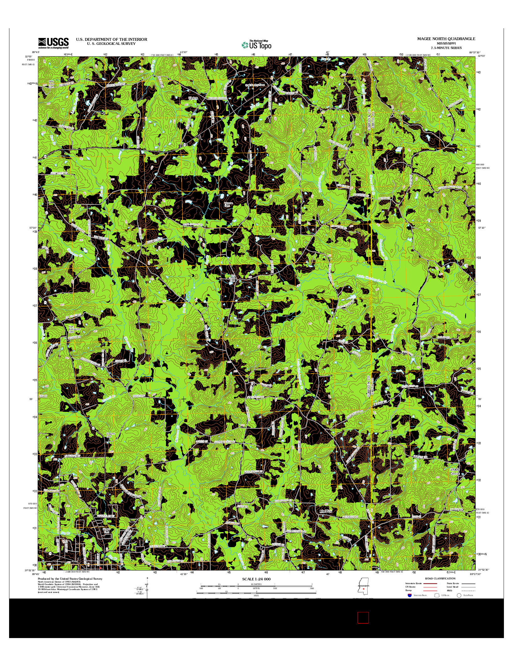 USGS US TOPO 7.5-MINUTE MAP FOR MAGEE NORTH, MS 2012