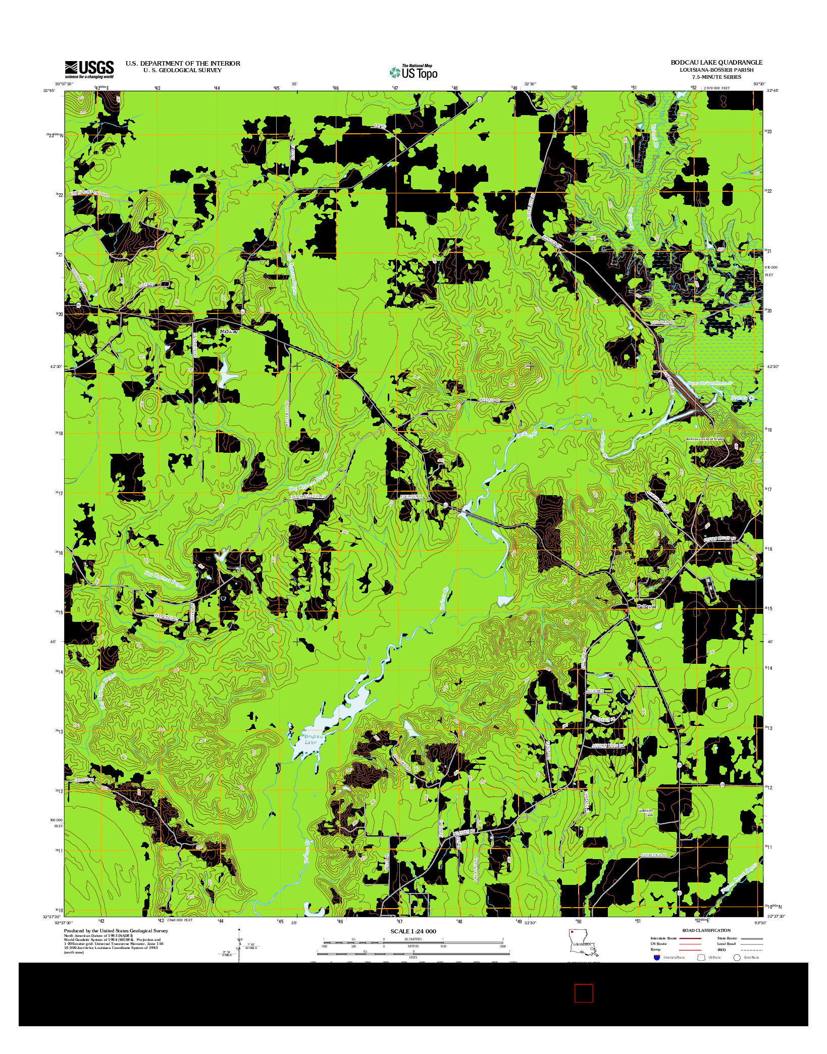 USGS US TOPO 7.5-MINUTE MAP FOR BODCAU LAKE, LA 2012