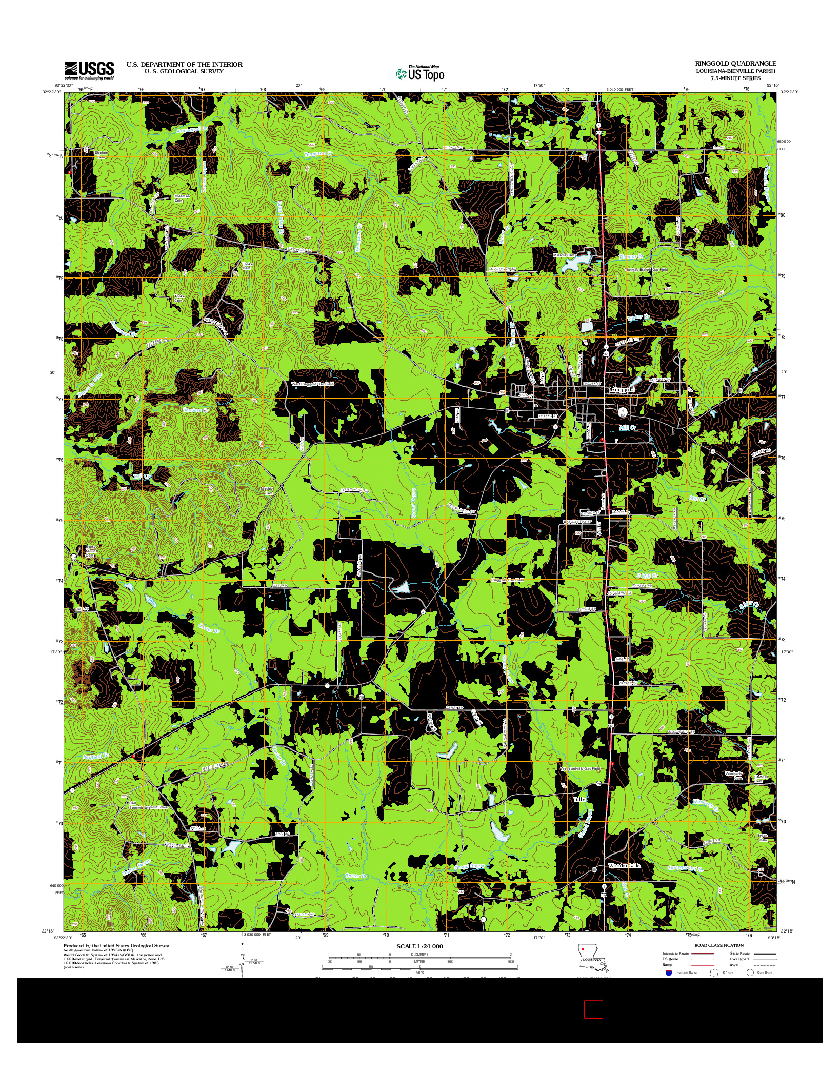 USGS US TOPO 7.5-MINUTE MAP FOR RINGGOLD, LA 2012