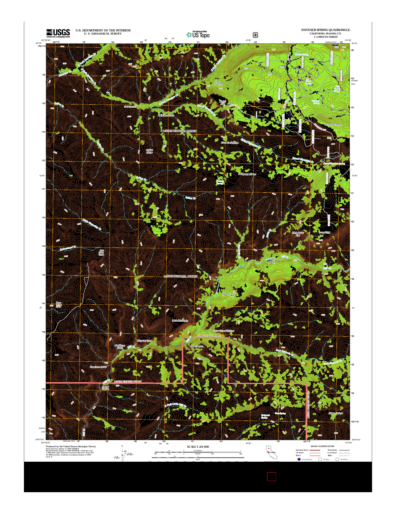 USGS US TOPO 7.5-MINUTE MAP FOR PANTHER SPRING, CA 2012