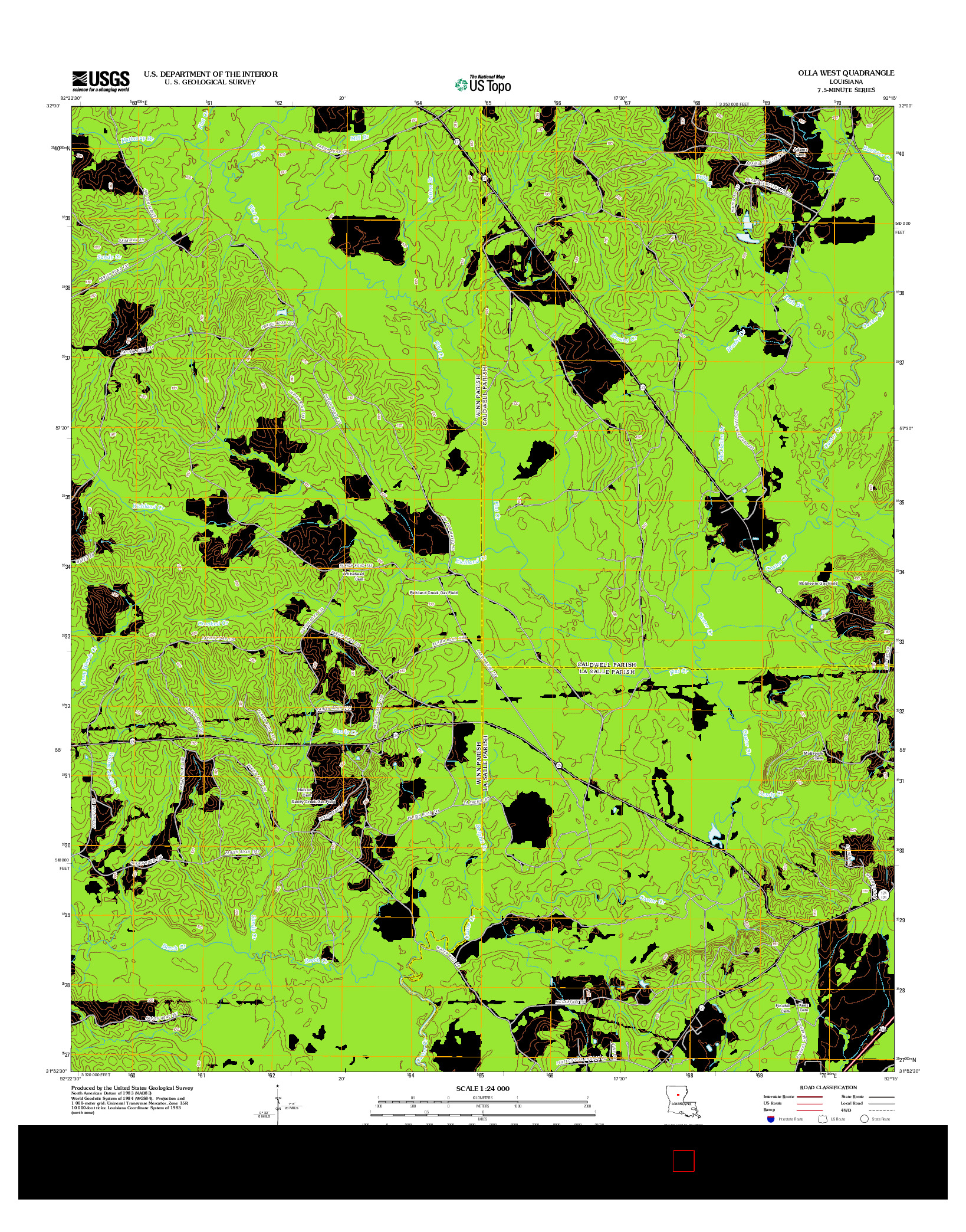 USGS US TOPO 7.5-MINUTE MAP FOR OLLA WEST, LA 2012