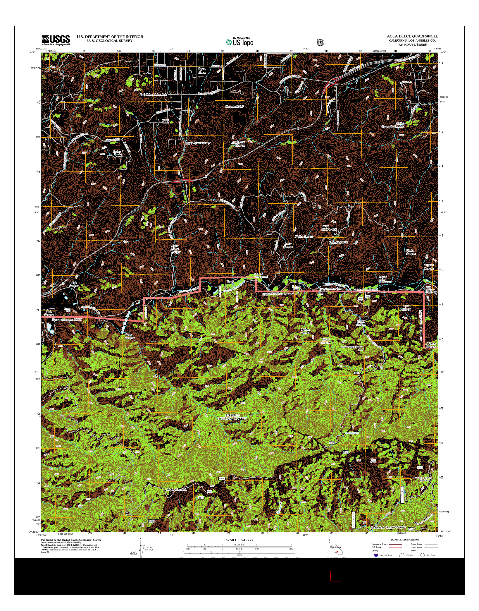 USGS US TOPO 7.5-MINUTE MAP FOR AGUA DULCE, CA 2012