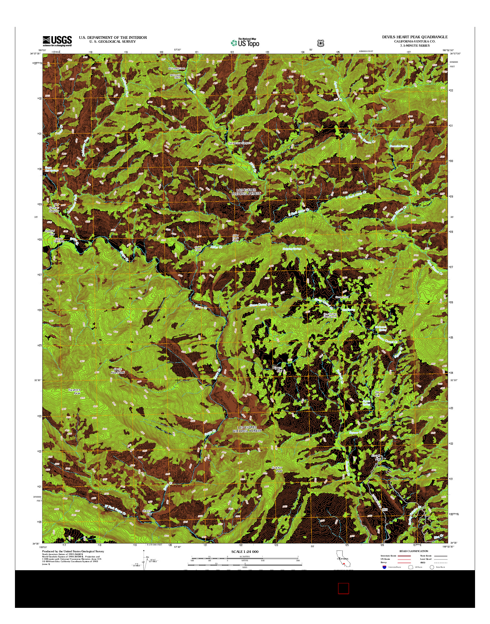 USGS US TOPO 7.5-MINUTE MAP FOR DEVILS HEART PEAK, CA 2012