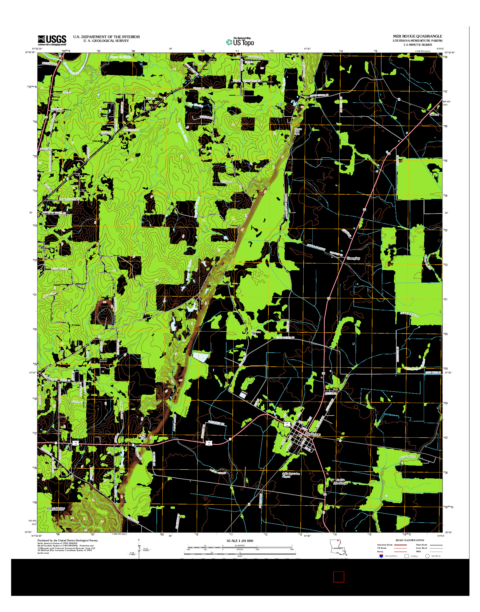 USGS US TOPO 7.5-MINUTE MAP FOR MER ROUGE, LA 2012