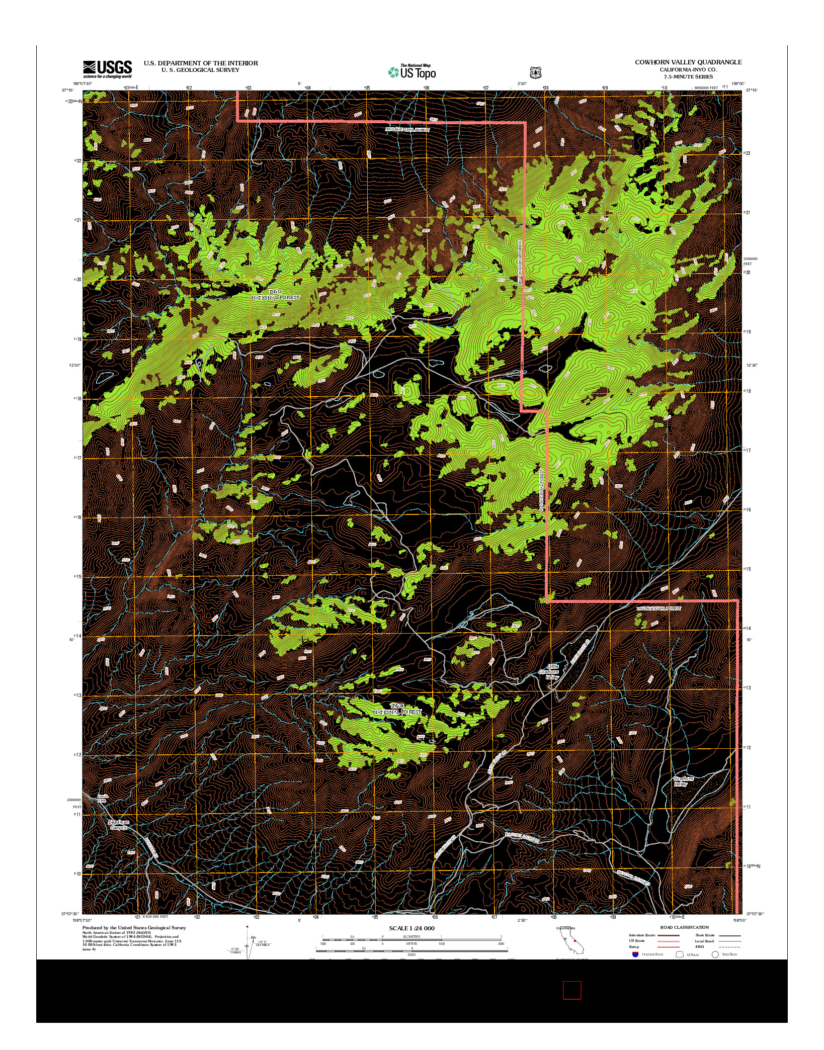 USGS US TOPO 7.5-MINUTE MAP FOR COWHORN VALLEY, CA 2012