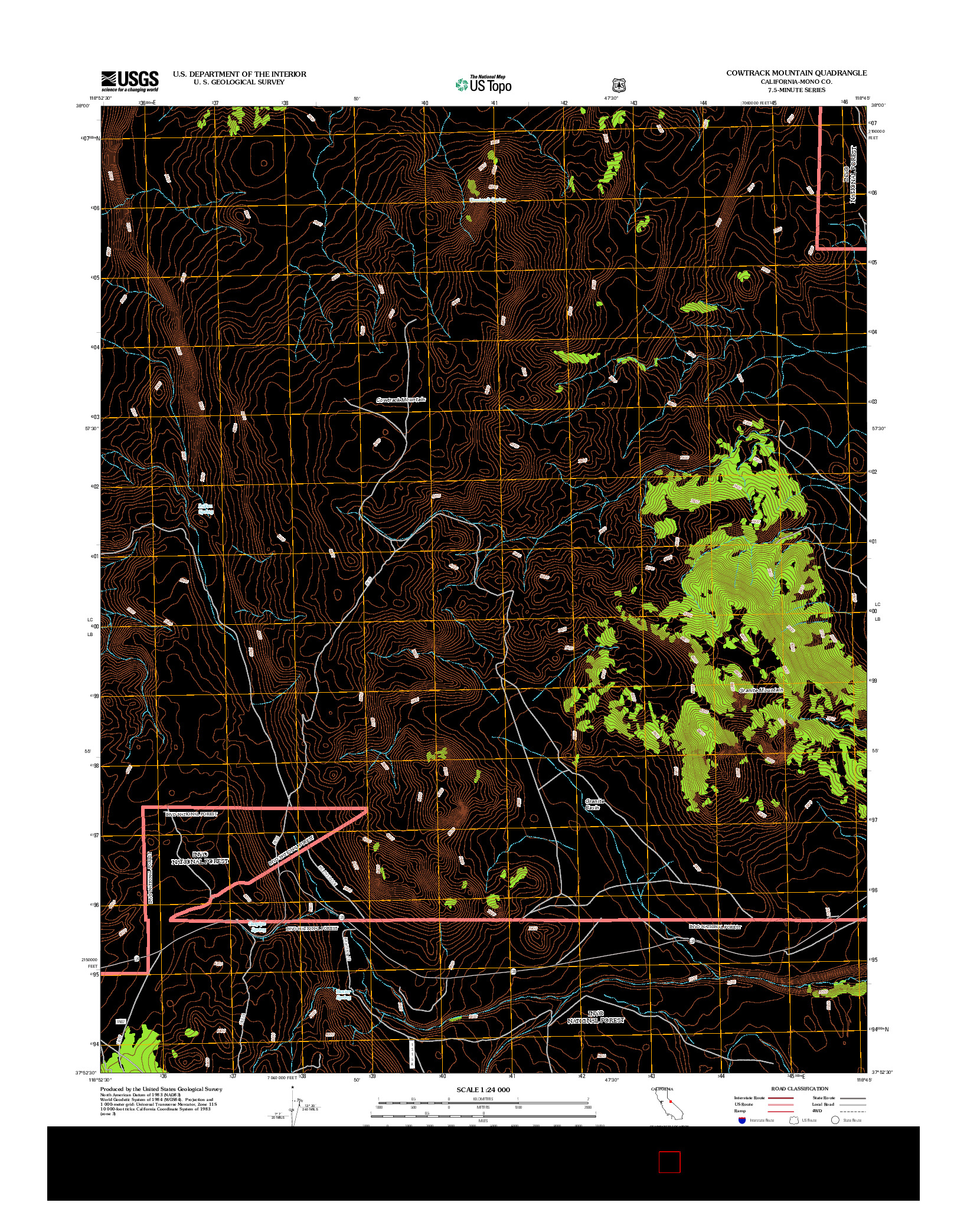 USGS US TOPO 7.5-MINUTE MAP FOR COWTRACK MOUNTAIN, CA 2012