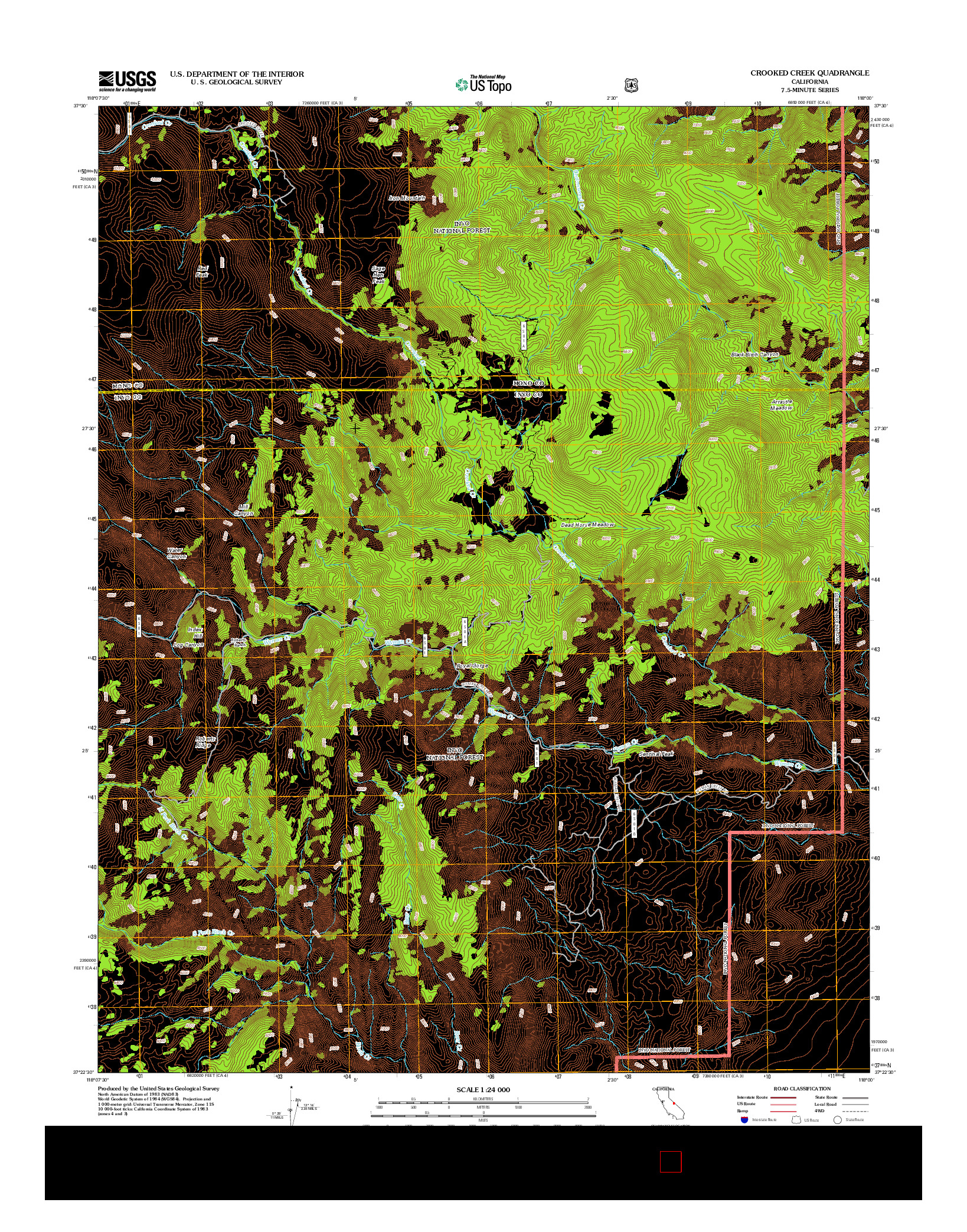 USGS US TOPO 7.5-MINUTE MAP FOR CROOKED CREEK, CA 2012