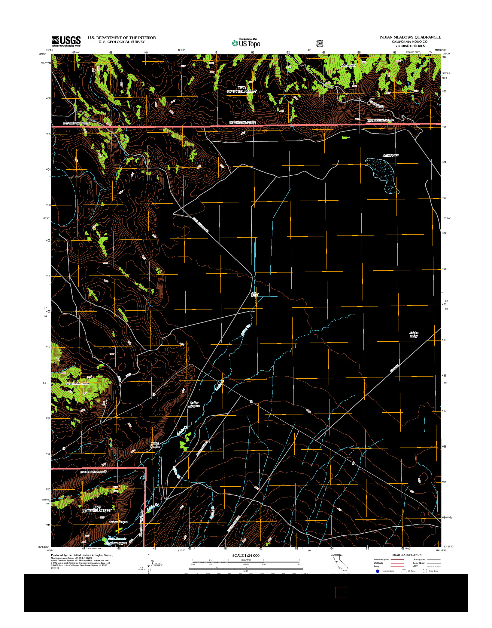 USGS US TOPO 7.5-MINUTE MAP FOR INDIAN MEADOWS, CA 2012