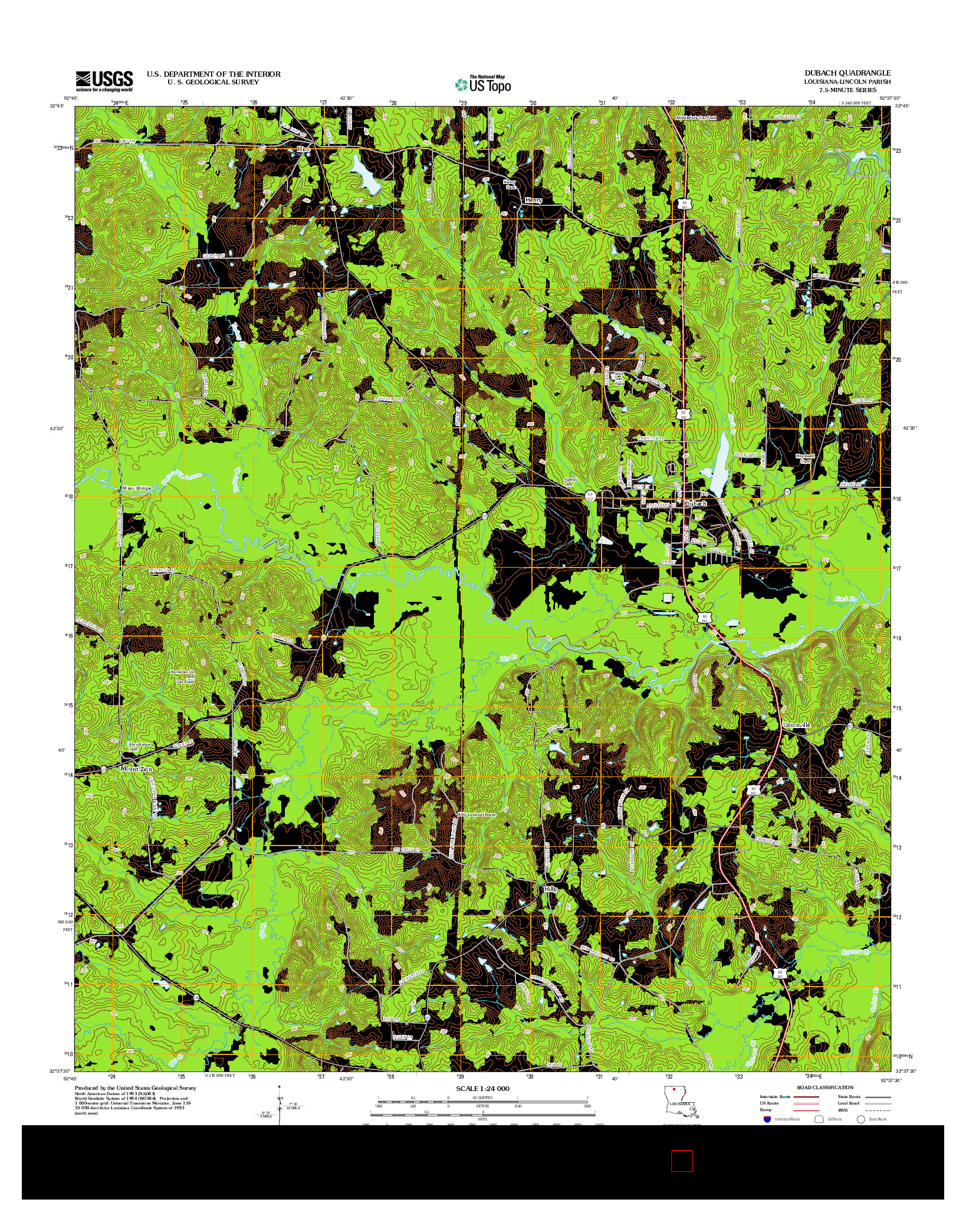 USGS US TOPO 7.5-MINUTE MAP FOR DUBACH, LA 2012