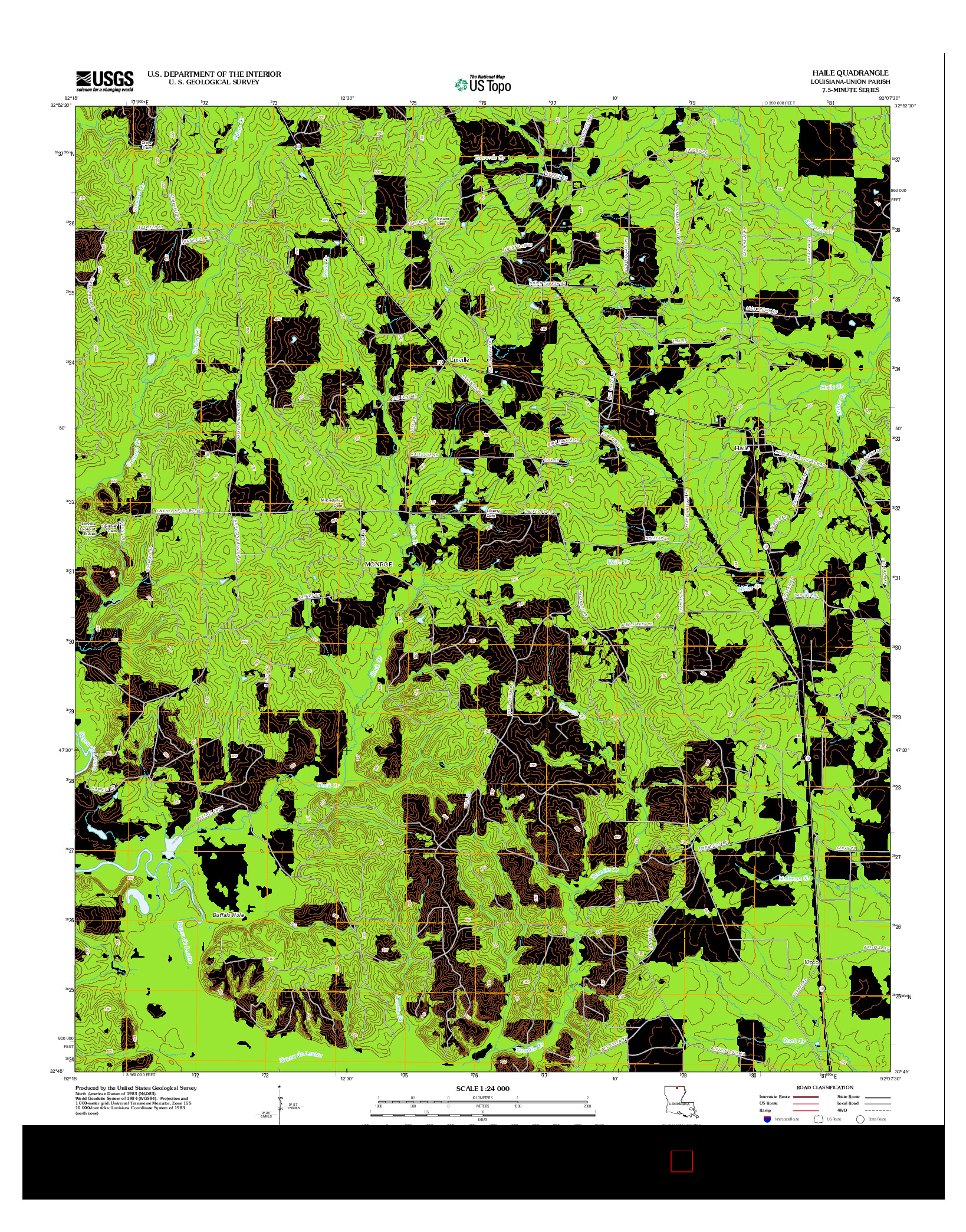 USGS US TOPO 7.5-MINUTE MAP FOR HAILE, LA 2012