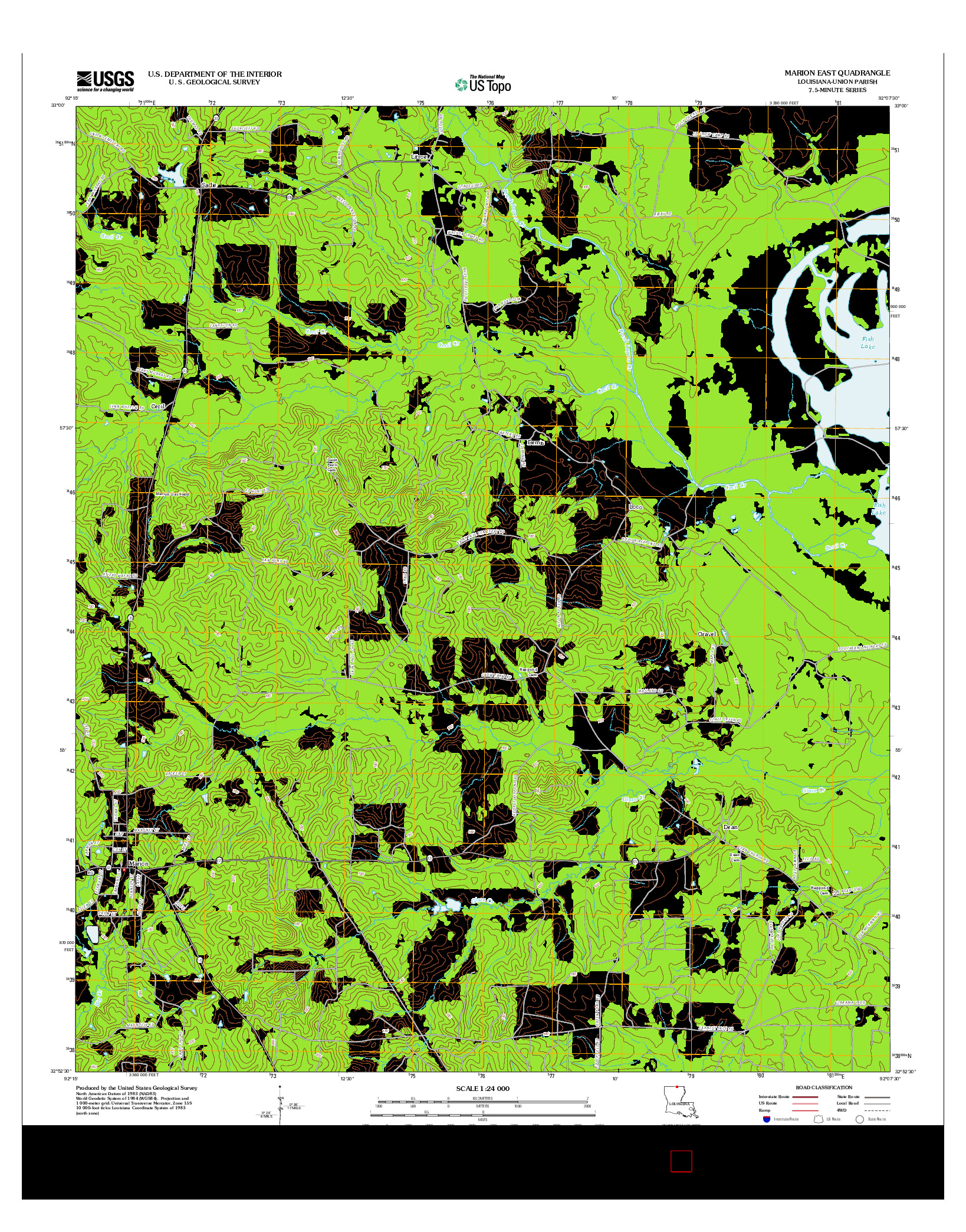 USGS US TOPO 7.5-MINUTE MAP FOR MARION EAST, LA 2012