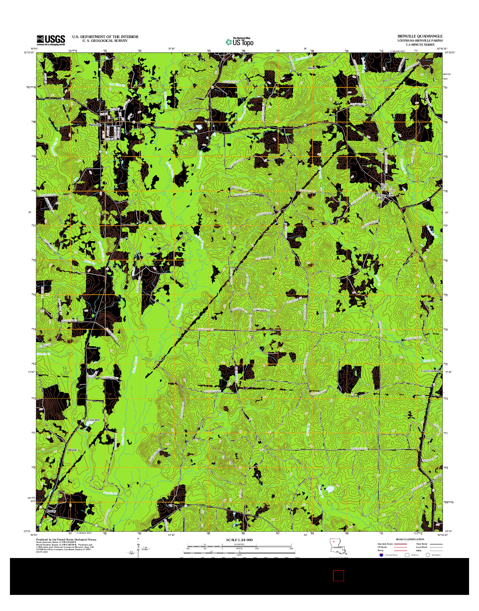 USGS US TOPO 7.5-MINUTE MAP FOR BIENVILLE, LA 2012