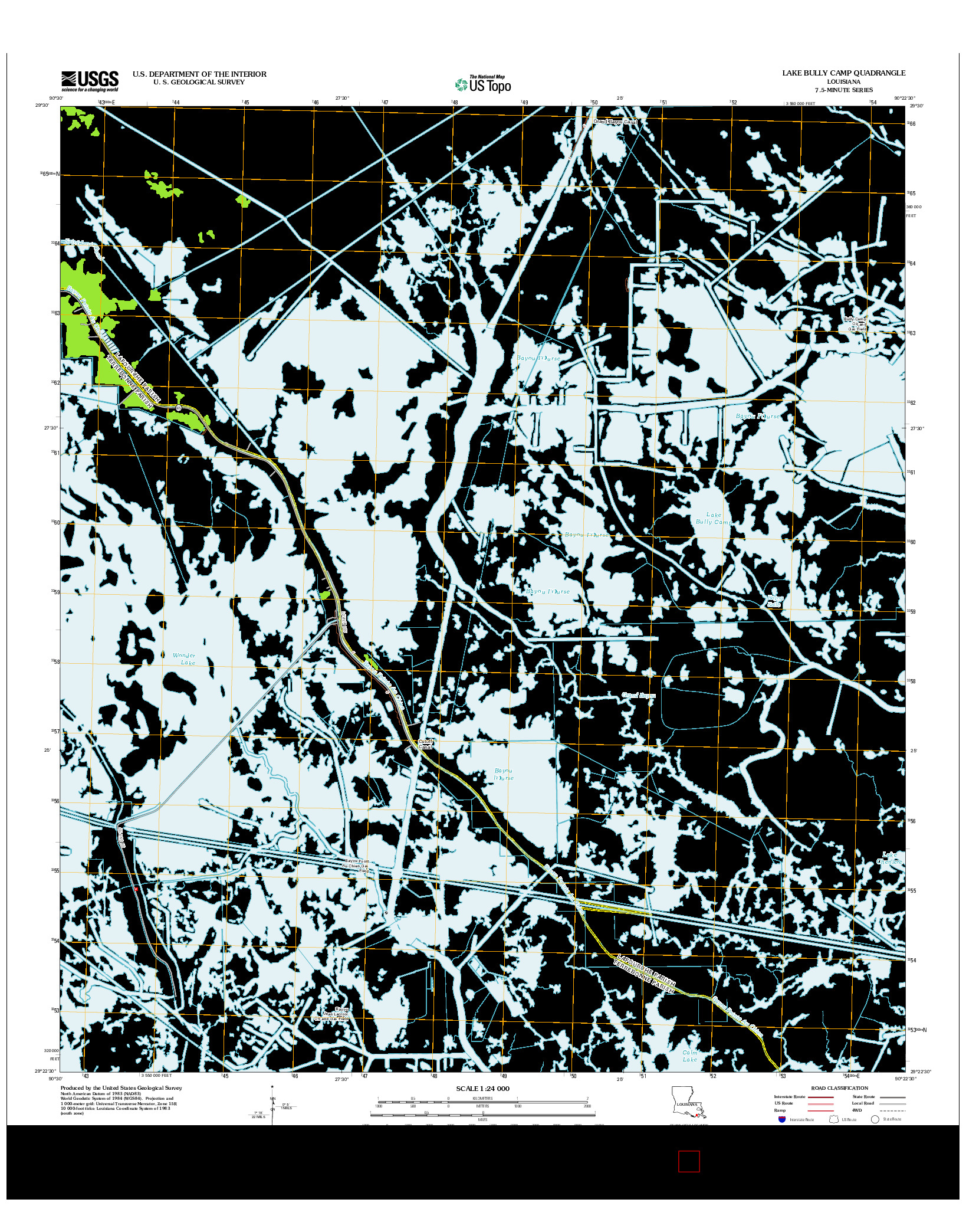 USGS US TOPO 7.5-MINUTE MAP FOR LAKE BULLY CAMP, LA 2012