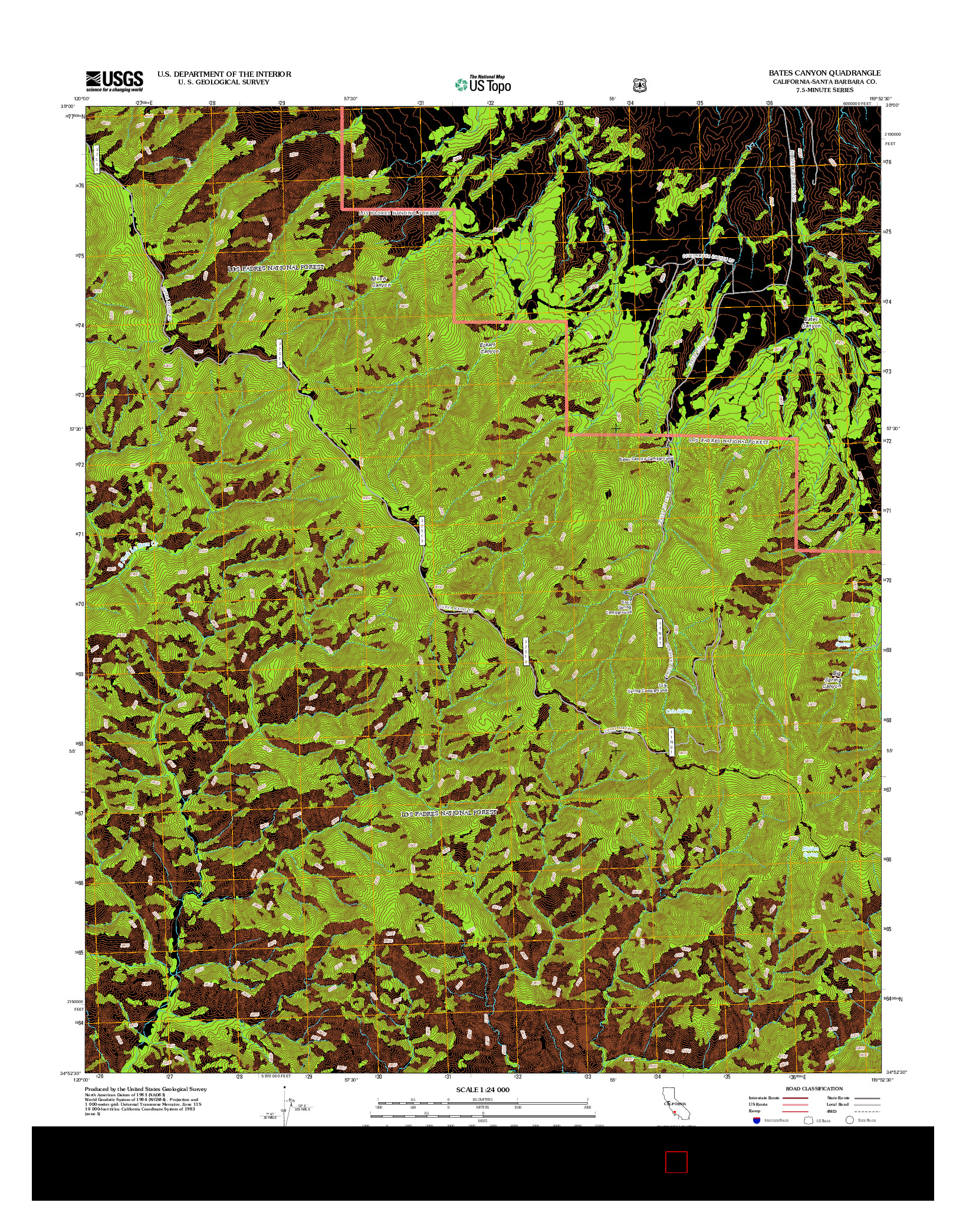 USGS US TOPO 7.5-MINUTE MAP FOR BATES CANYON, CA 2012