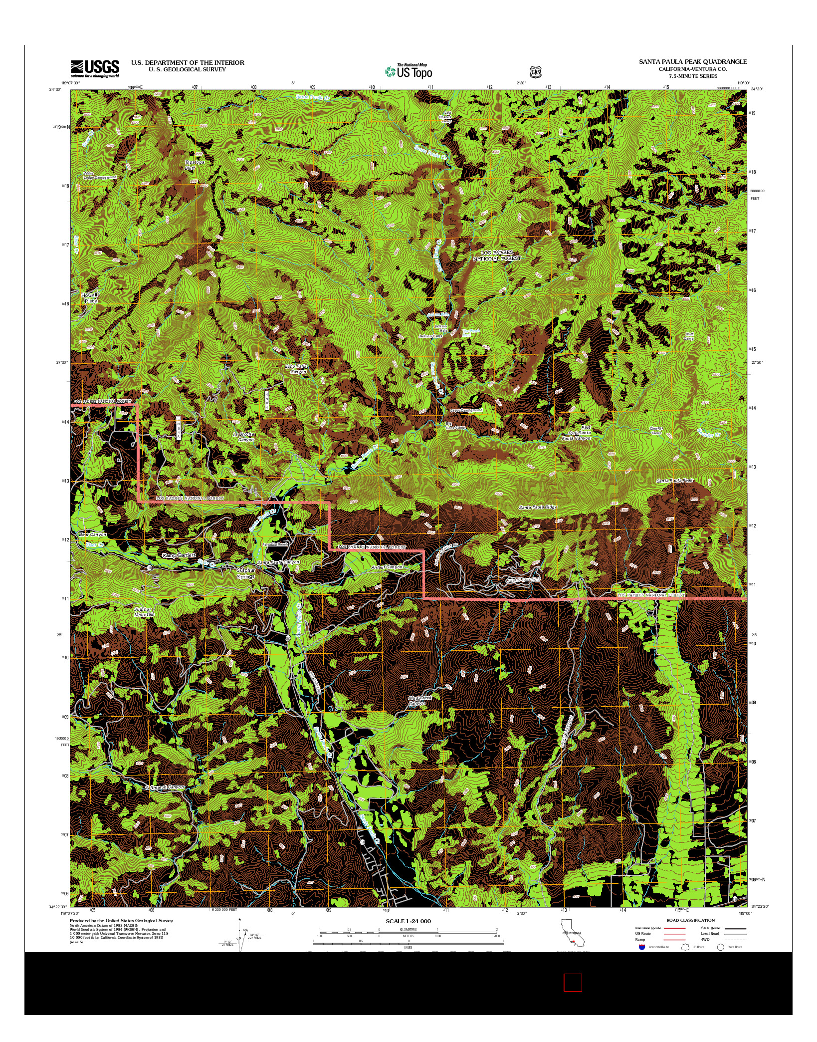 USGS US TOPO 7.5-MINUTE MAP FOR SANTA PAULA PEAK, CA 2012