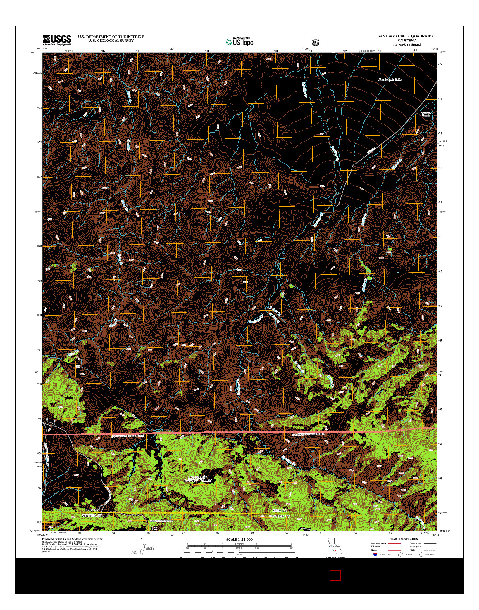 USGS US TOPO 7.5-MINUTE MAP FOR SANTIAGO CREEK, CA 2012