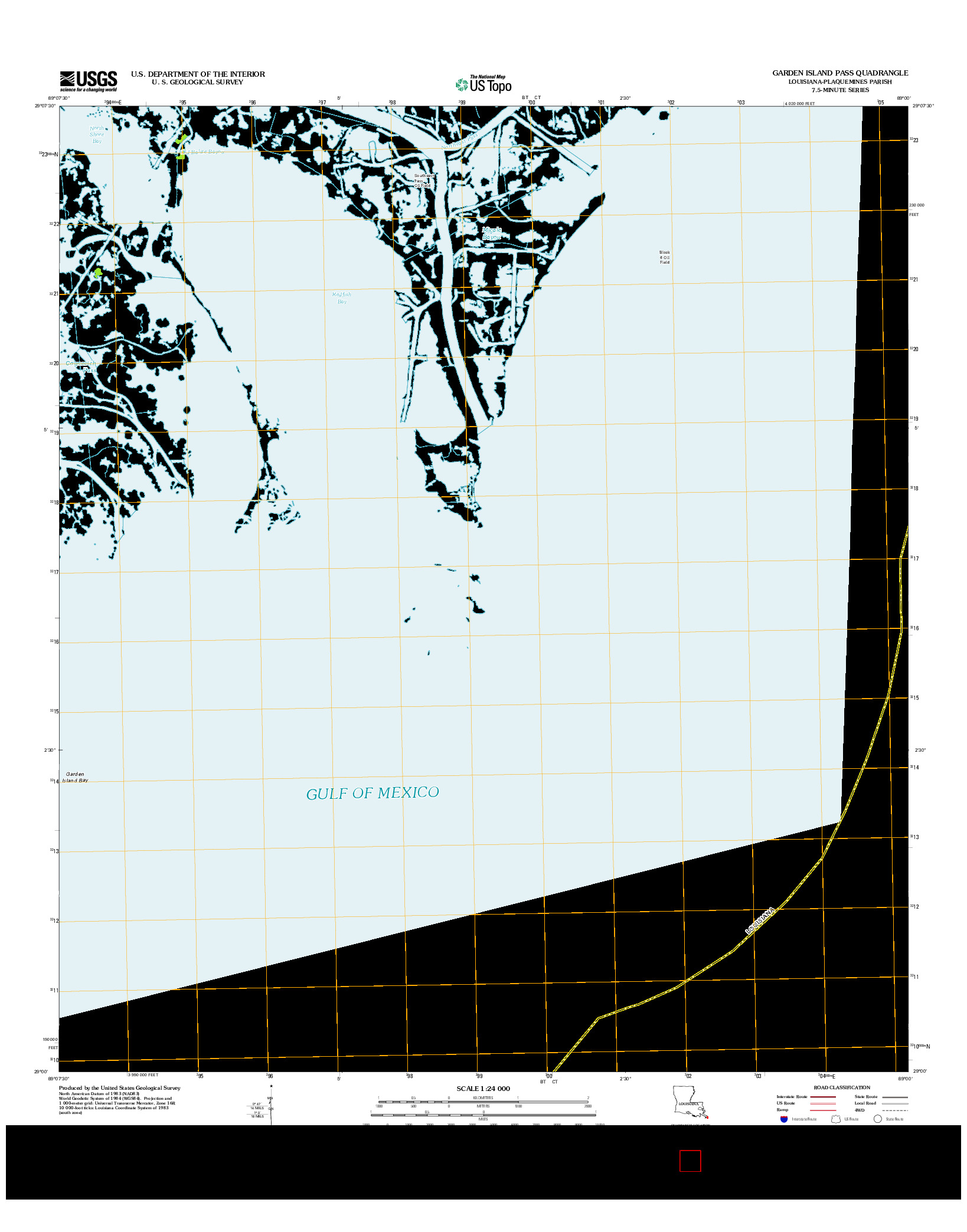 USGS US TOPO 7.5-MINUTE MAP FOR GARDEN ISLAND PASS, LA 2012