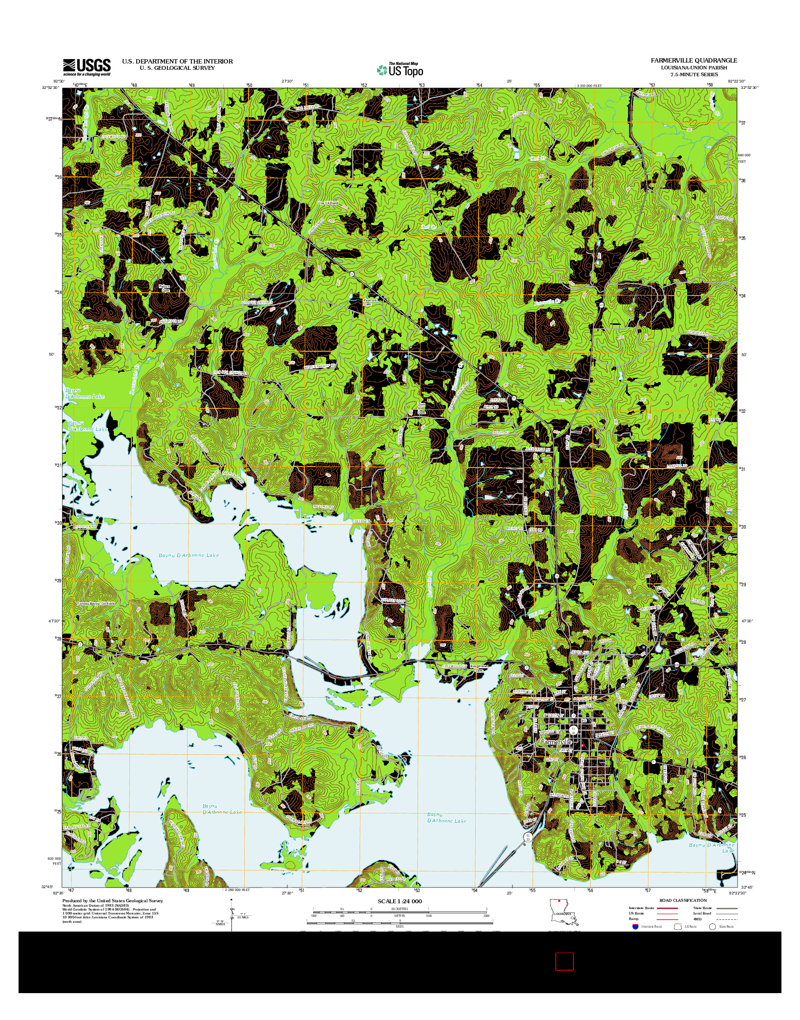 USGS US TOPO 7.5-MINUTE MAP FOR FARMERVILLE, LA 2012