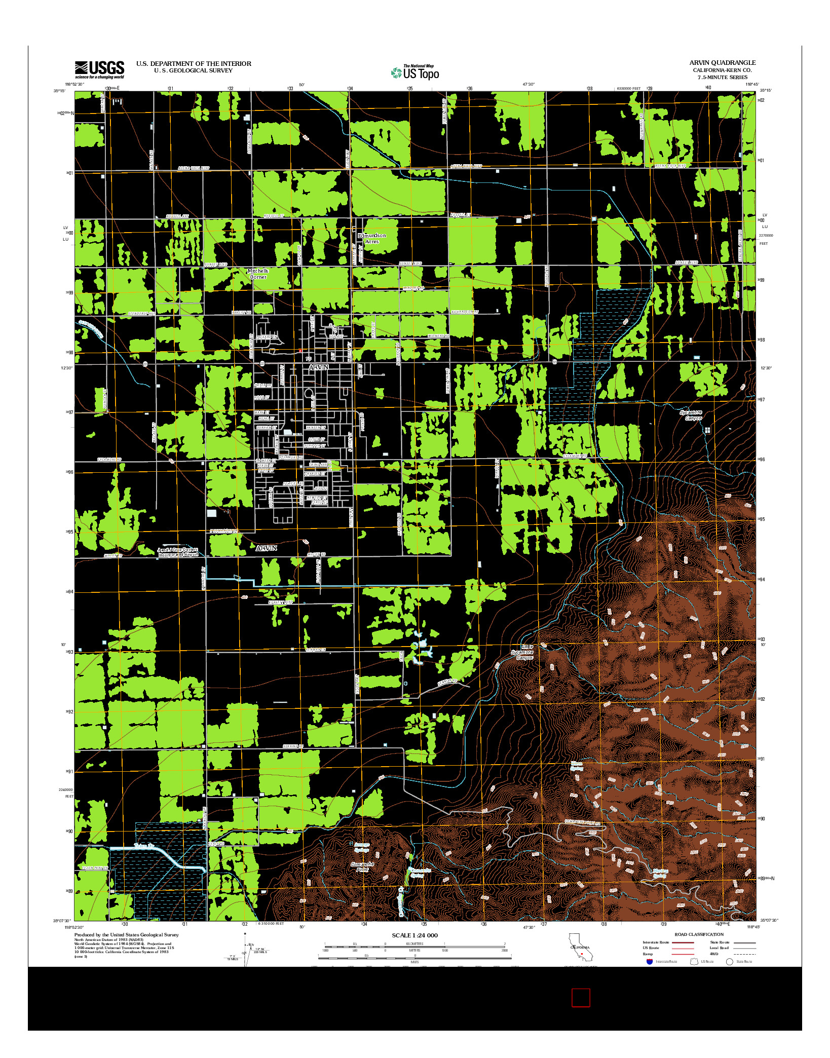 USGS US TOPO 7.5-MINUTE MAP FOR ARVIN, CA 2012