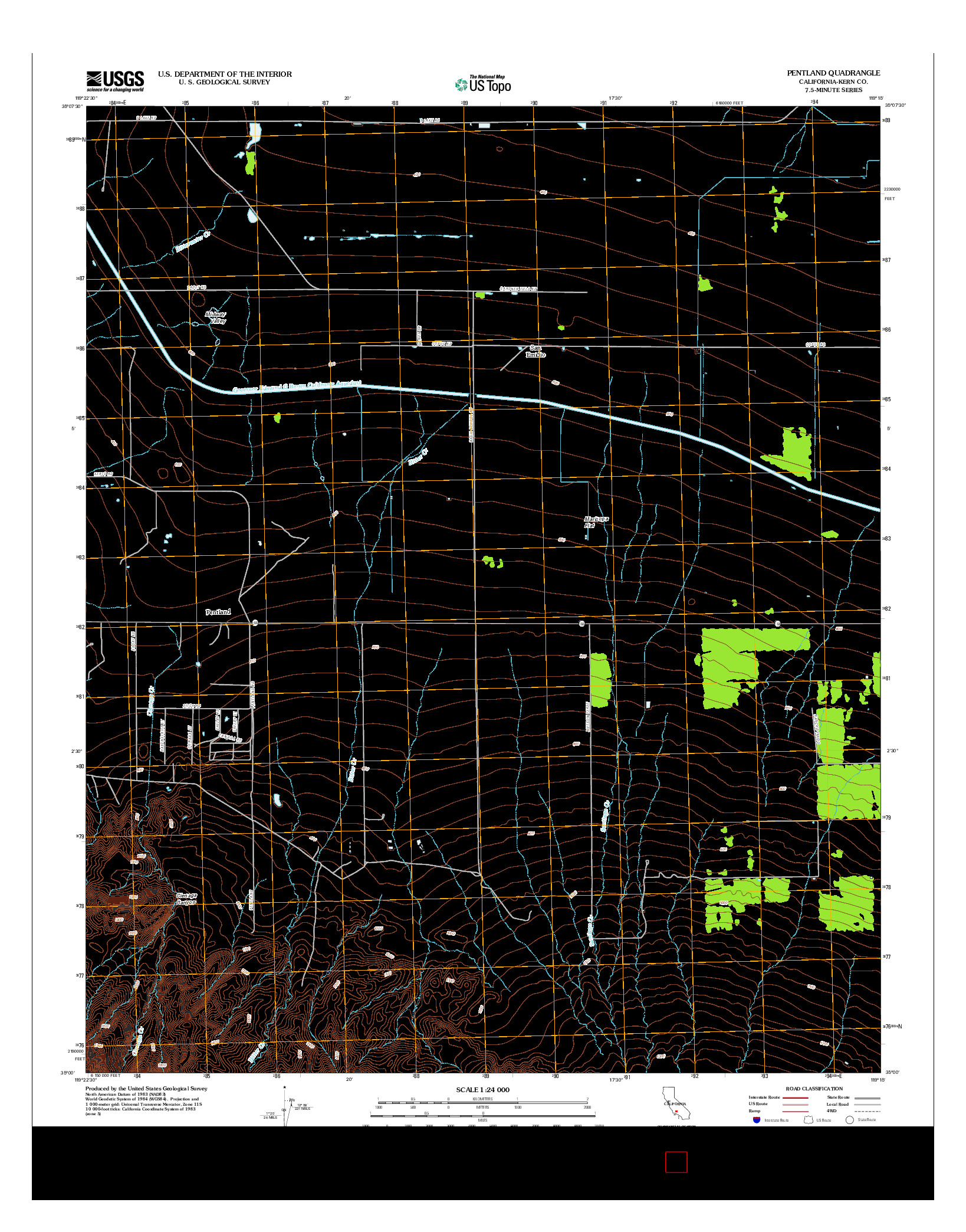 USGS US TOPO 7.5-MINUTE MAP FOR PENTLAND, CA 2012