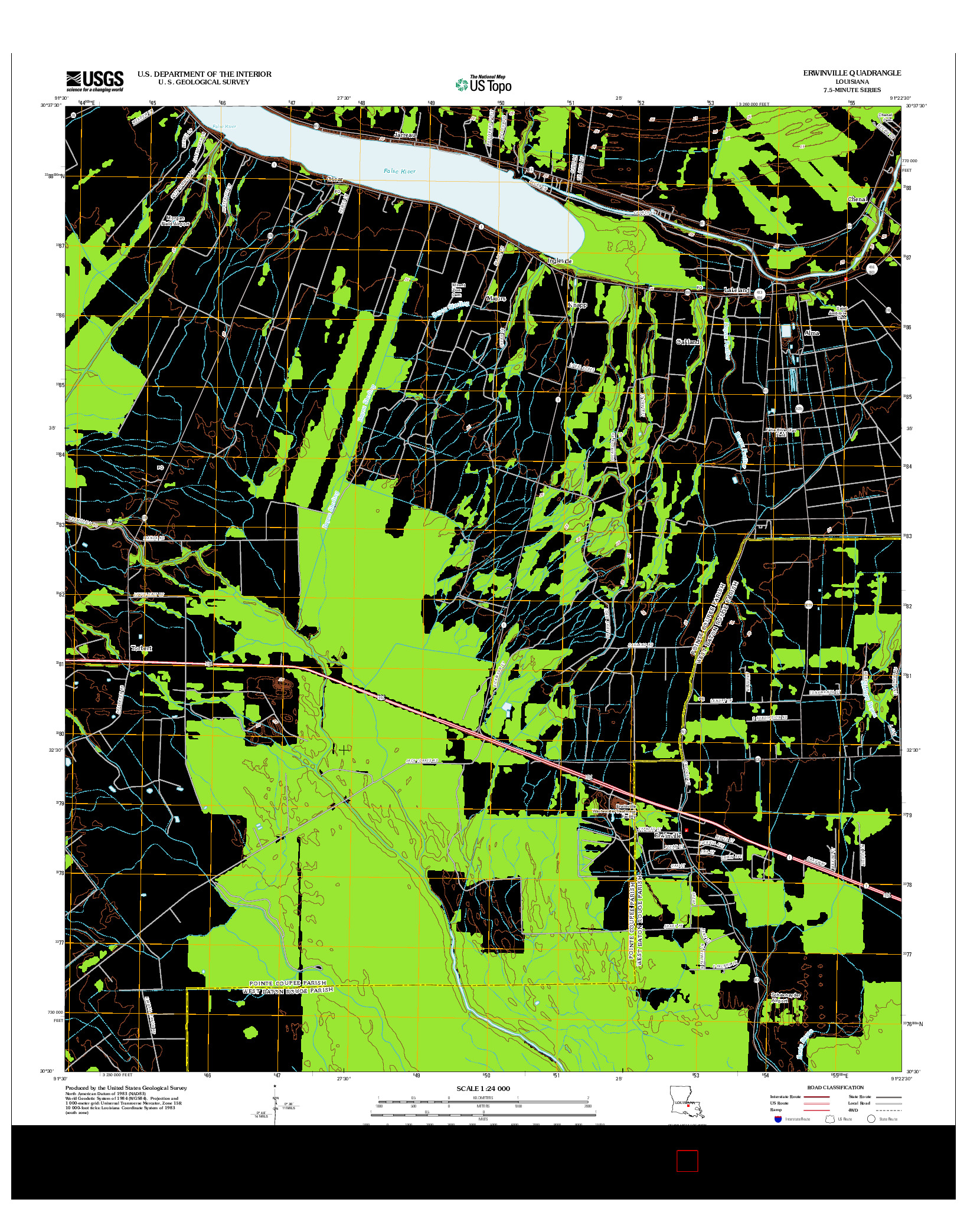 USGS US TOPO 7.5-MINUTE MAP FOR ERWINVILLE, LA 2012