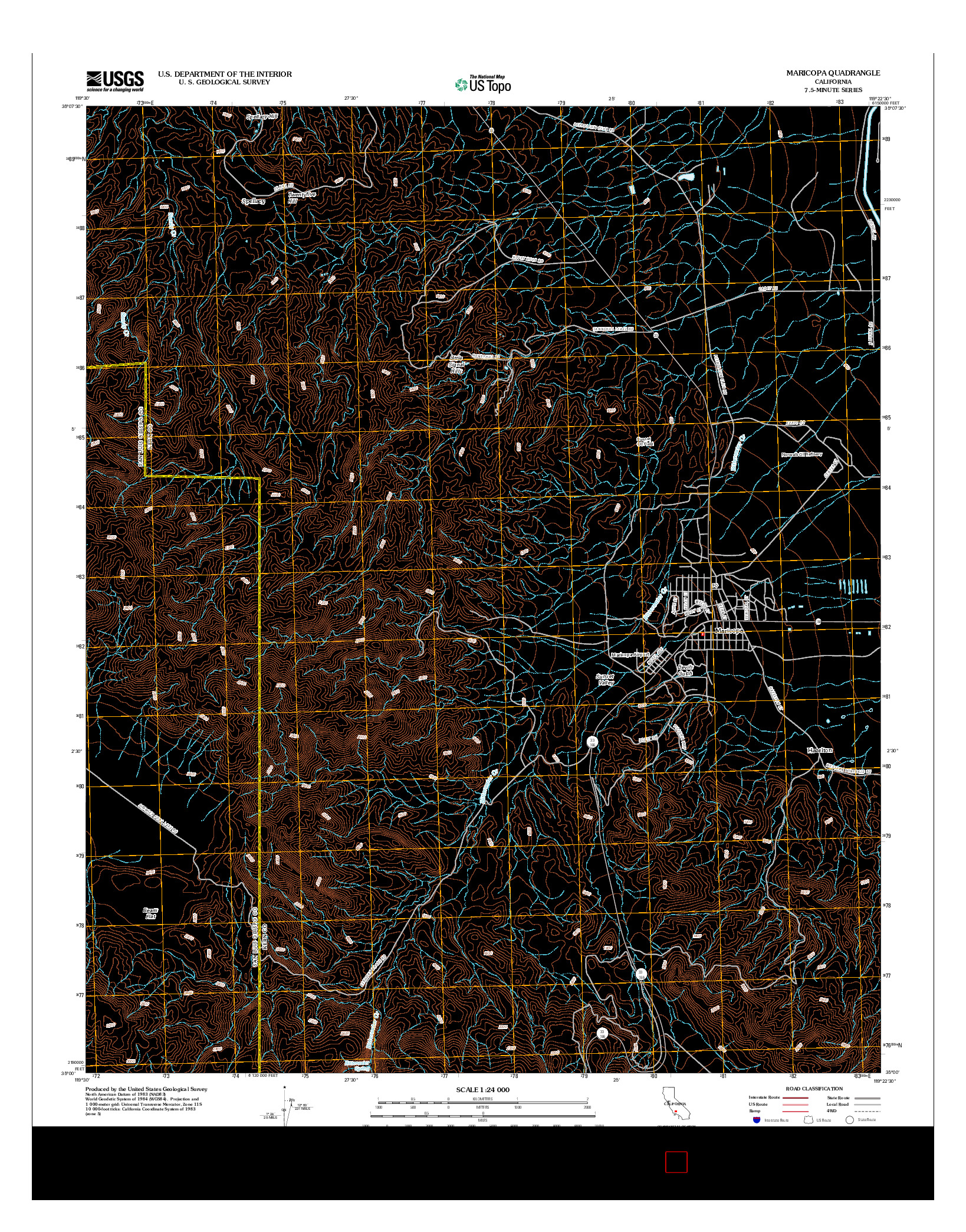 USGS US TOPO 7.5-MINUTE MAP FOR MARICOPA, CA 2012