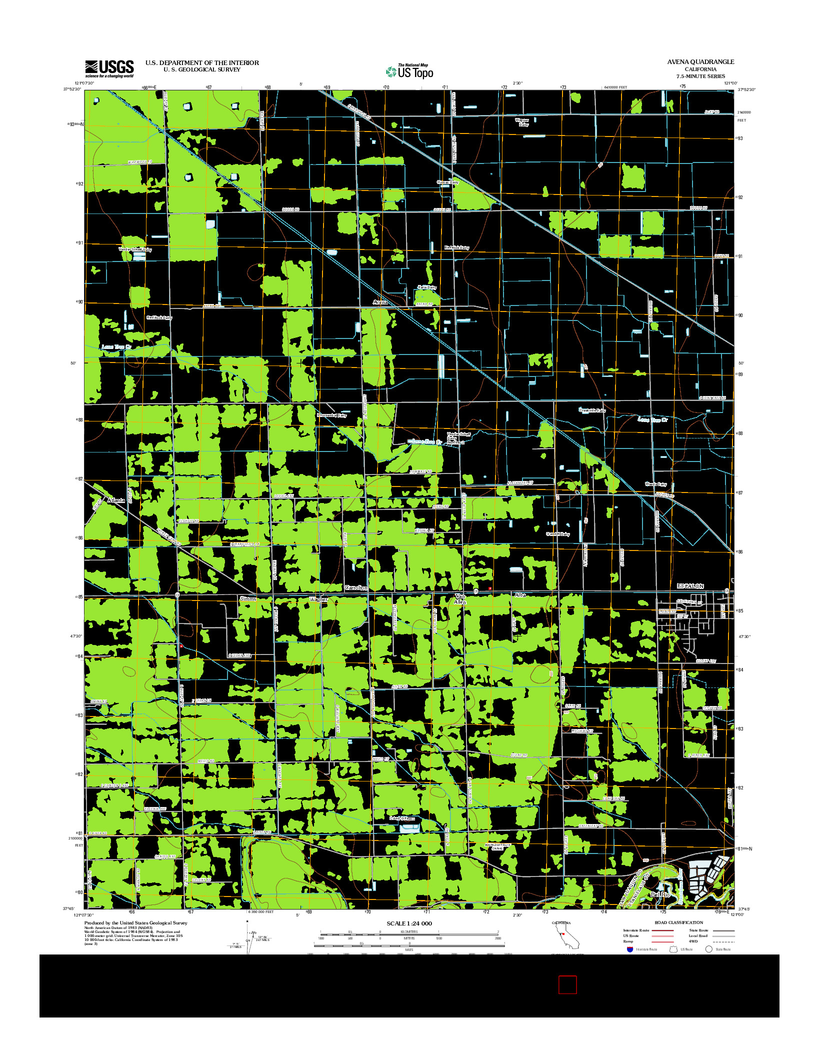 USGS US TOPO 7.5-MINUTE MAP FOR AVENA, CA 2012